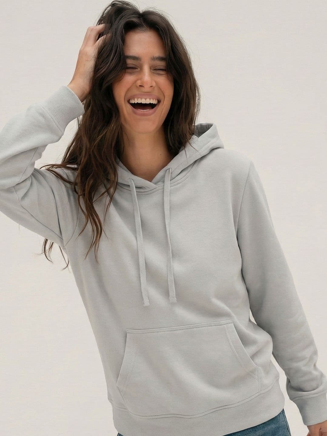 Tokyo Talkies Women Grey Hooded Sweatshirt - view 1