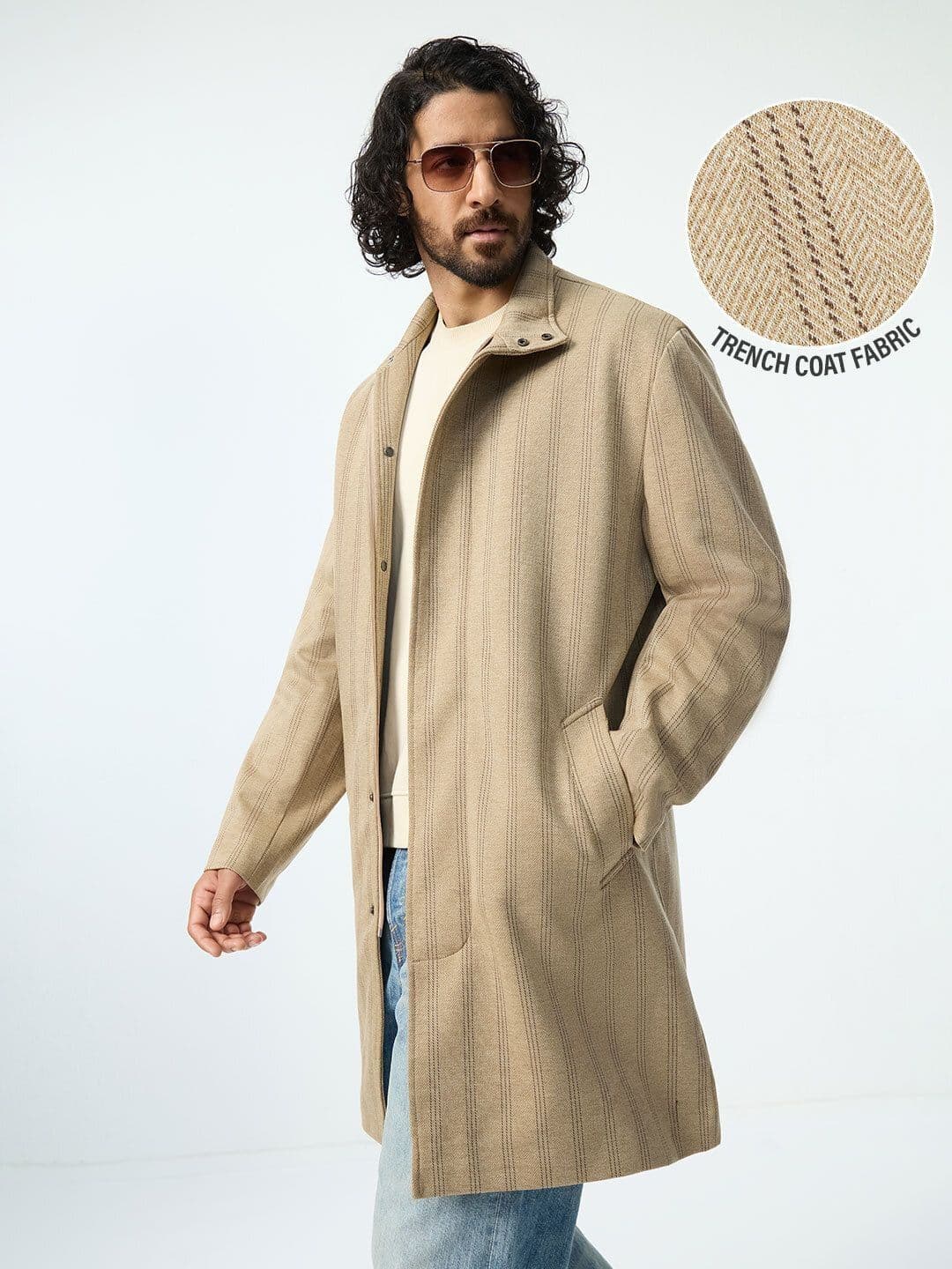 The Souled Store Mens Striped Beige Jackets - view 1
