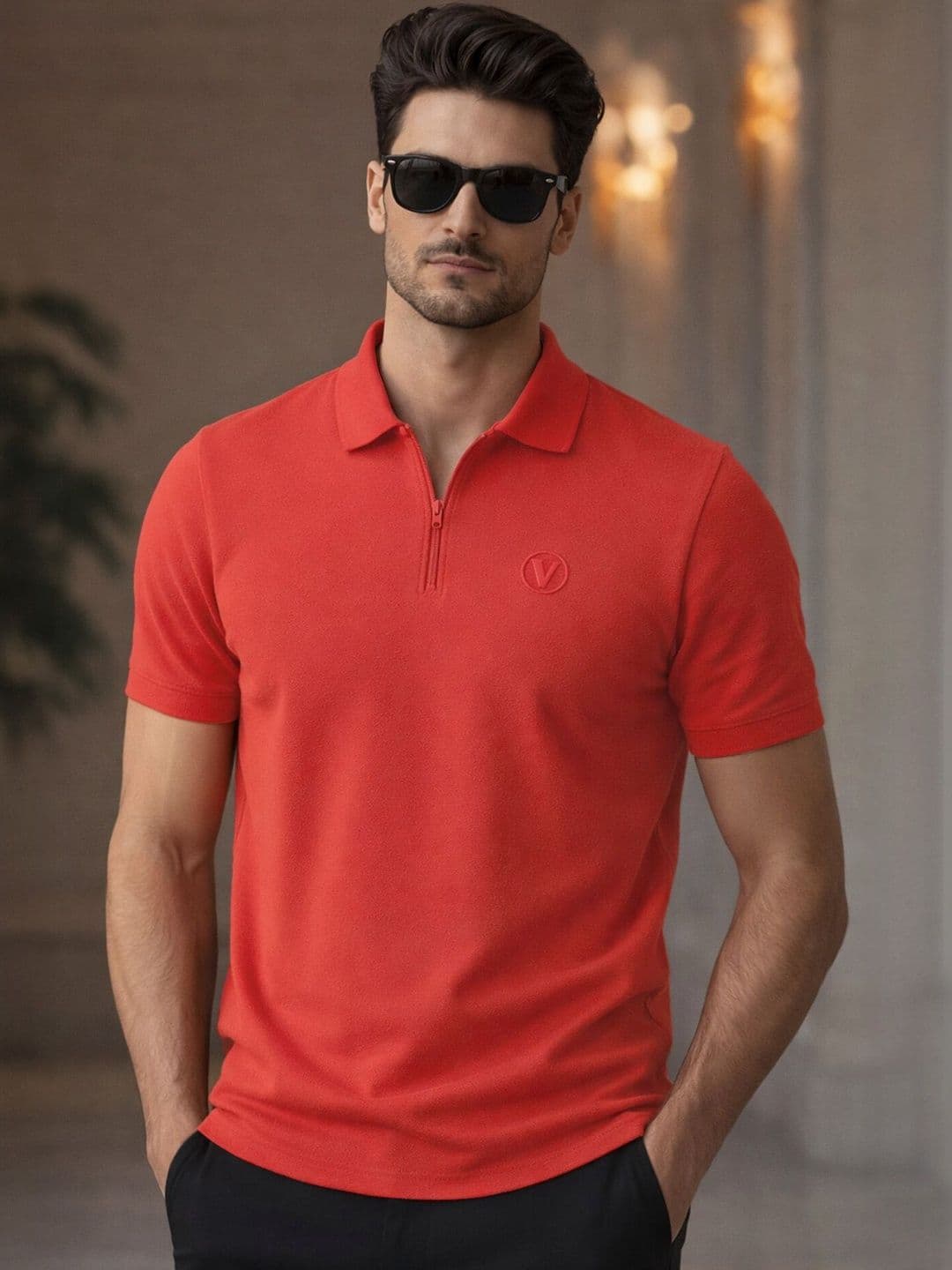 VEIRDO Men Polo Collar Pure Cotton T-shirt - view 1