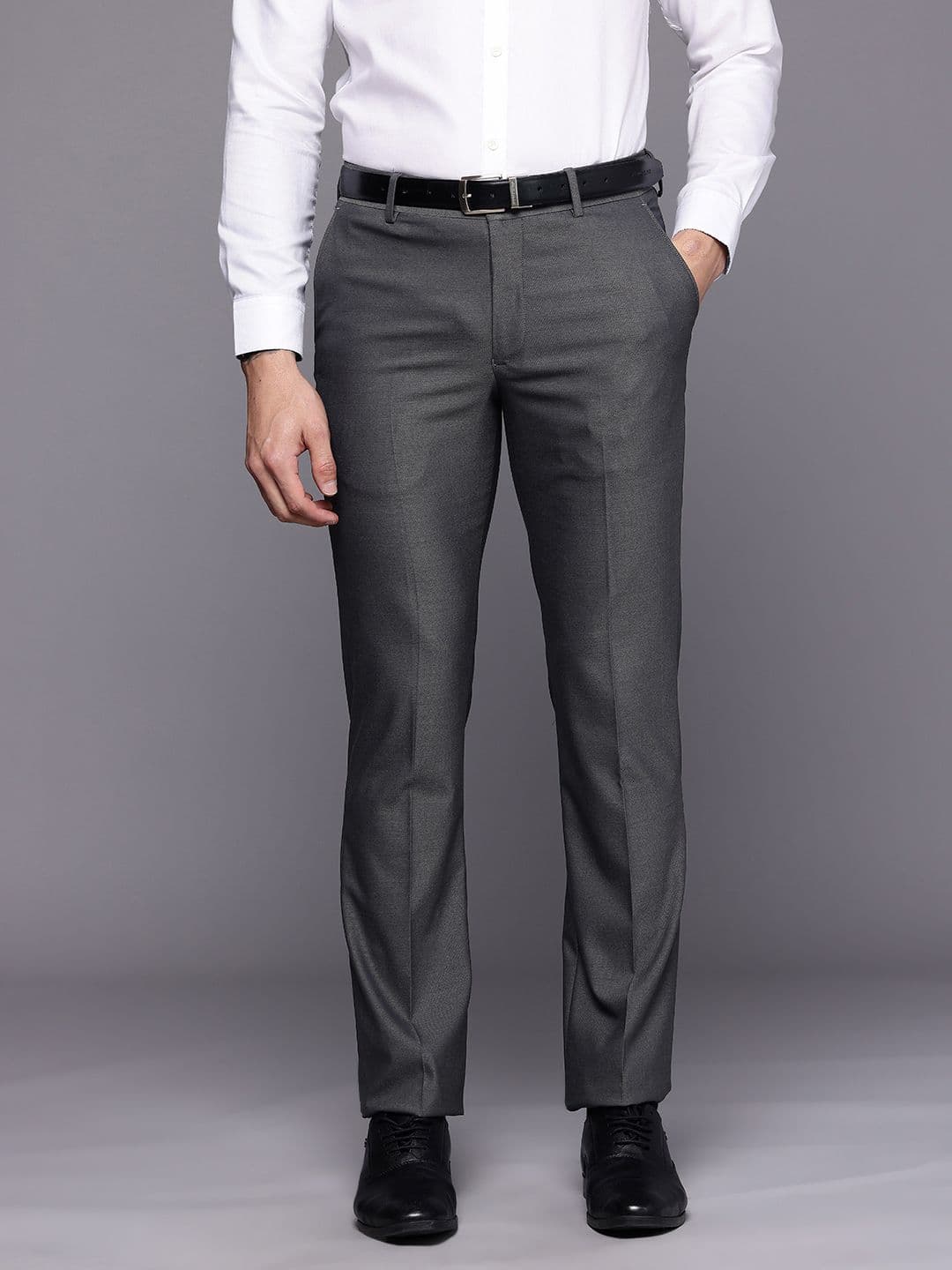 Louis Philippe Men Textured Slim Fit Formal Trousers - view 1