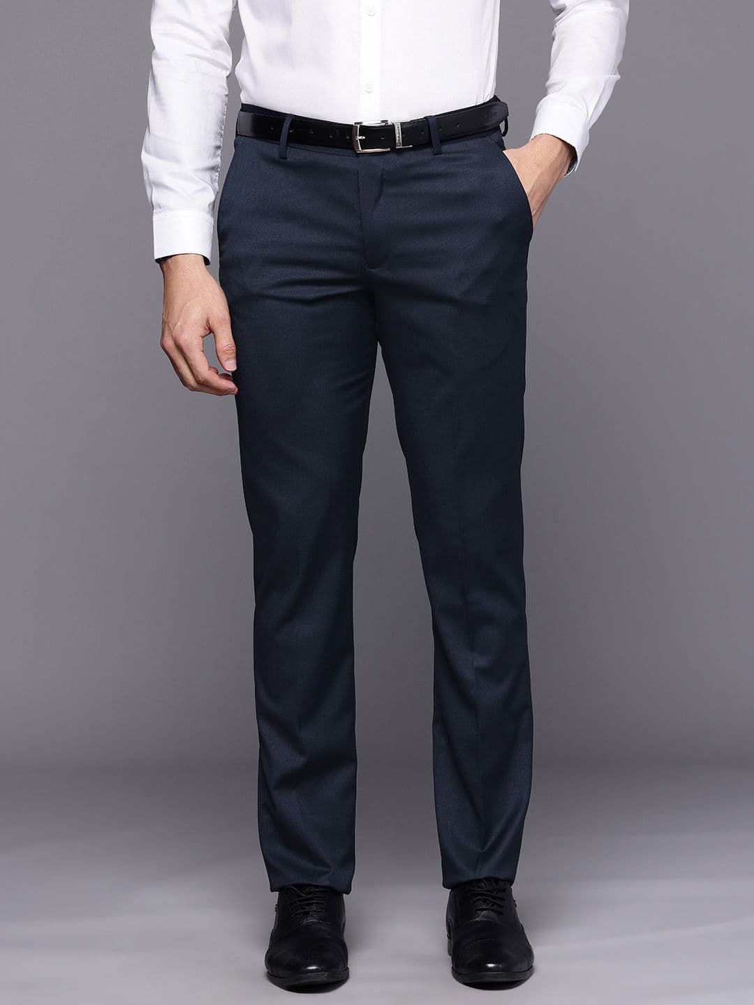 Louis Philippe Men Textured Slim Fit Formal Trousers - view 1