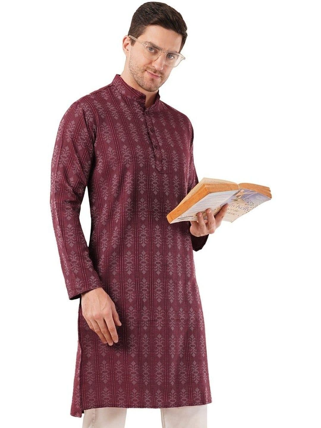 Sypher Boutique Men Printed Khadi Handloom Kurta - view 1