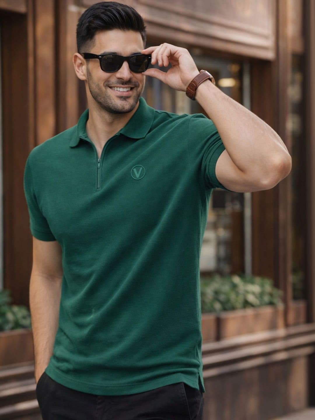 VEIRDO Men Polo Collar Pure Cotton T-shirt - view 1