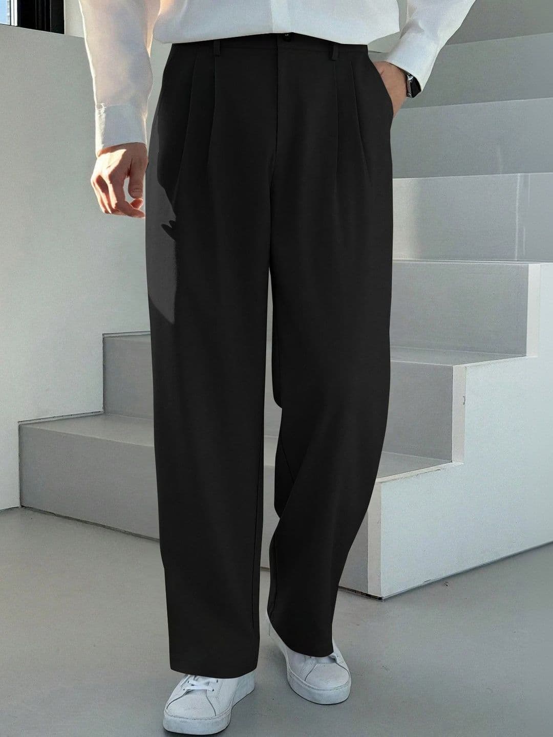 KAJARU Men Relaxed Loose Fit Pleated Trousers - view 1
