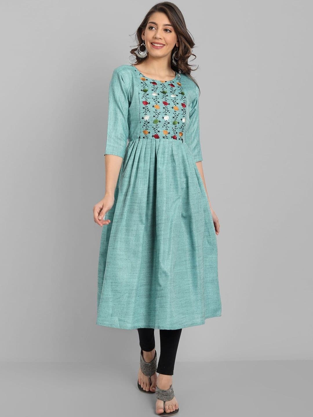 Fabriza Women Floral Embroidered Thread Work Floral Maternity Anarkali Kurta - view 1