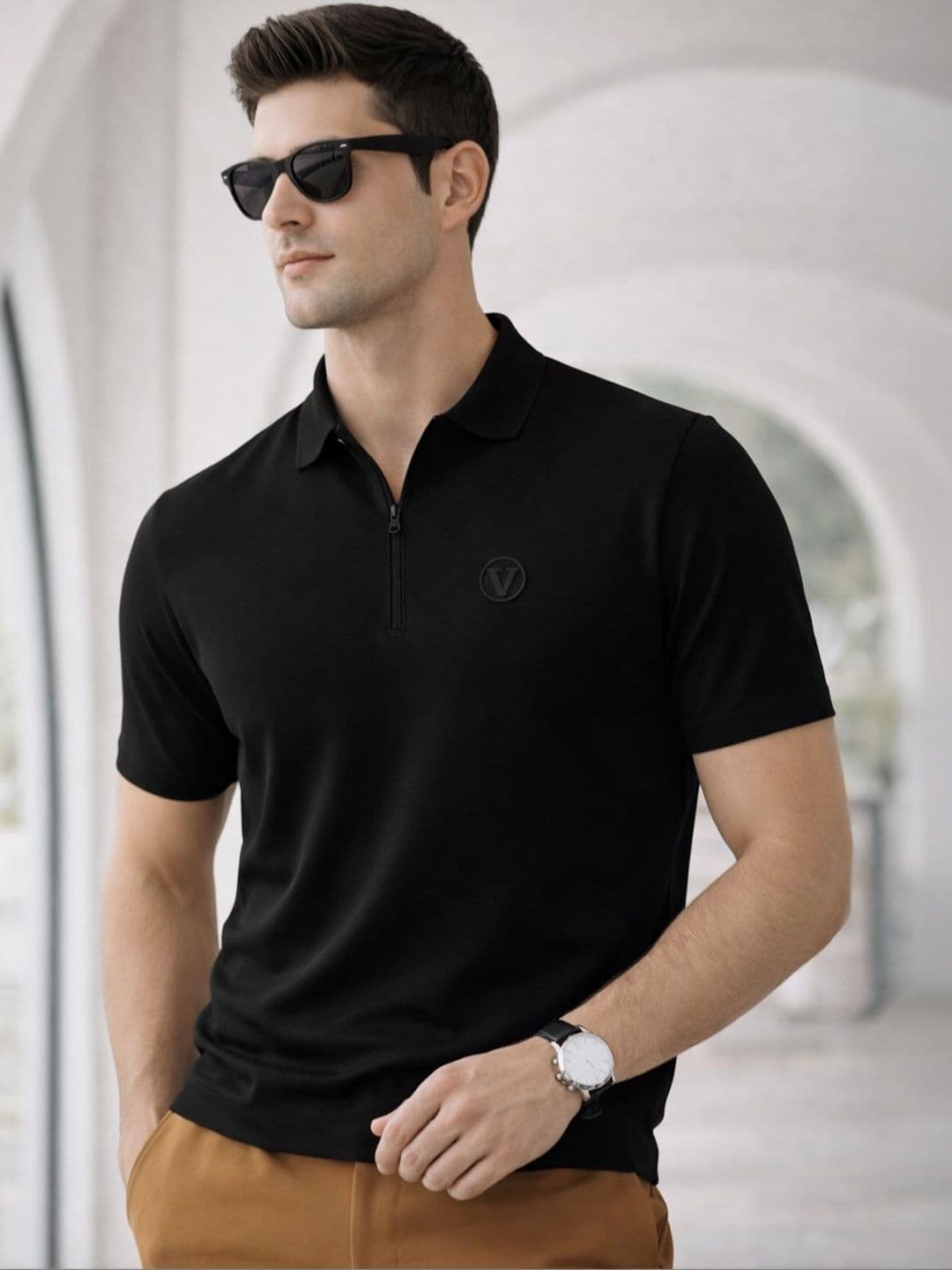 VEIRDO Men Polo Collar Pure Cotton T-shirt - view 1