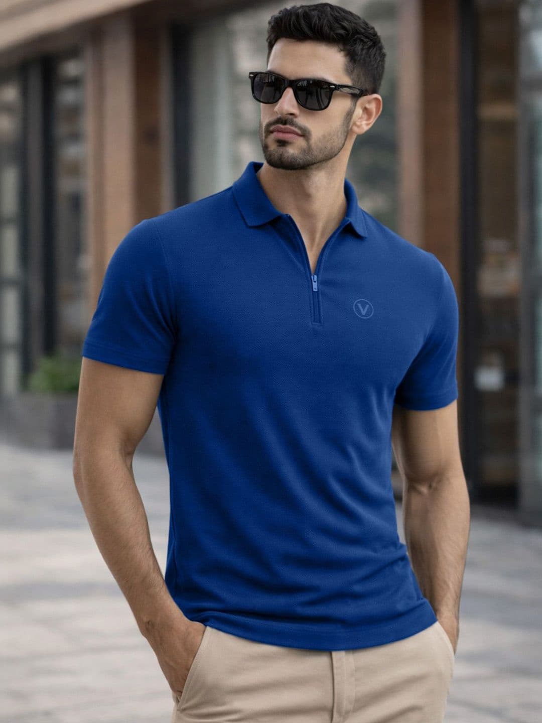 VEIRDO Men Polo Collar Pure Cotton T-shirt - view 1
