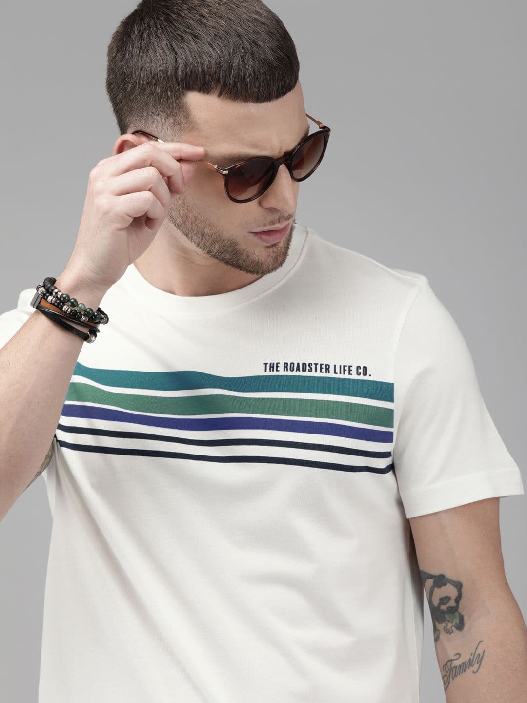 The Roadster Lifestyle Co. Striped Pure Cotton T-shirt - view 1
