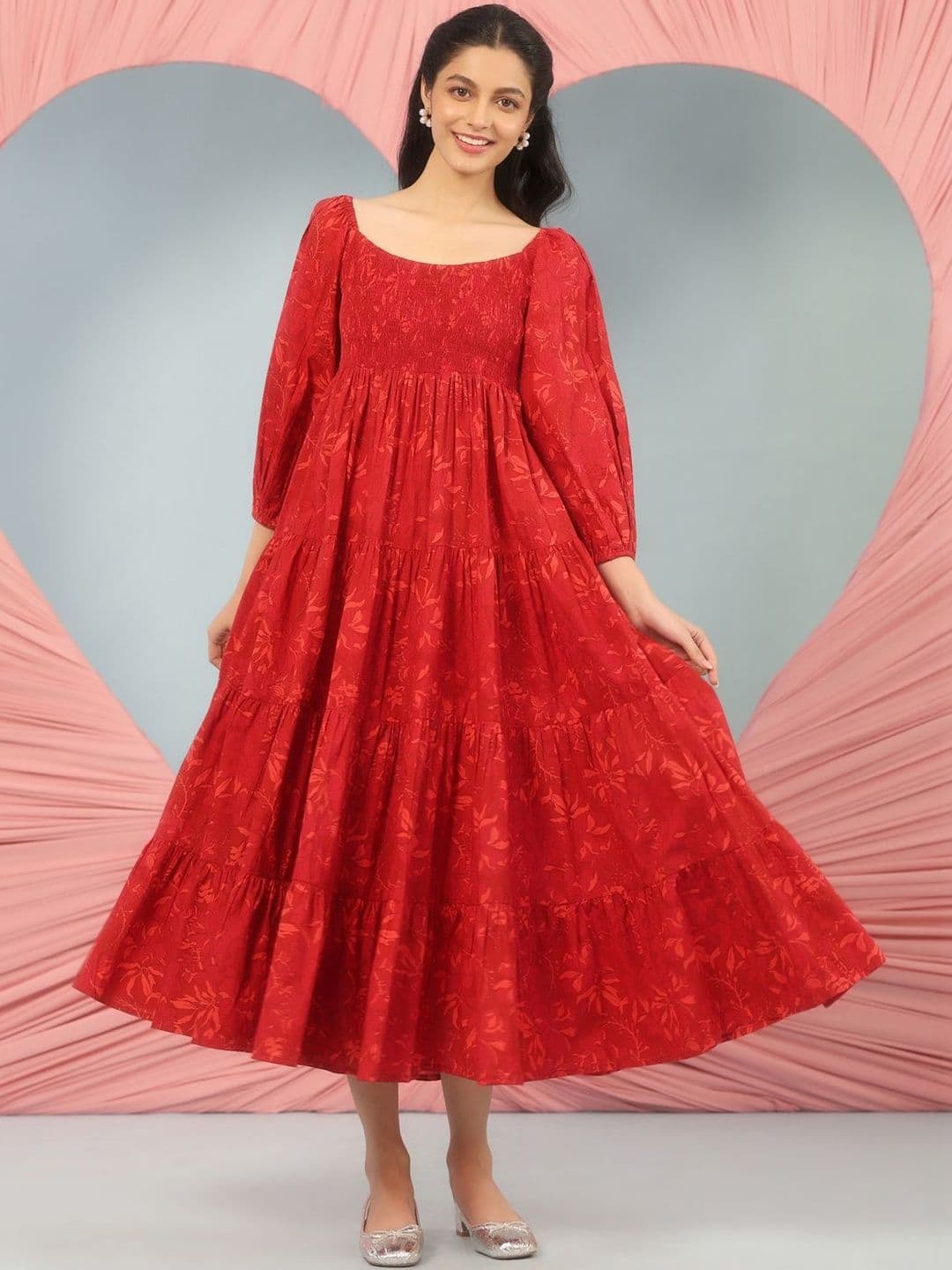 anayna Printed Cotton Fit & Flared Maxi Ethnic Dresses - view 1