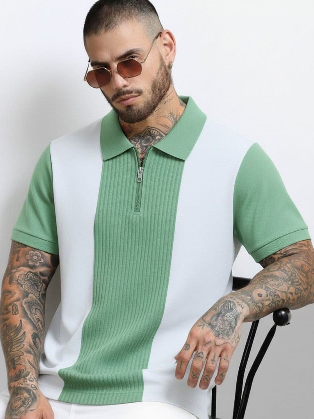 Mobox Men Colourblocked Polo Collar T-shirt - view 1