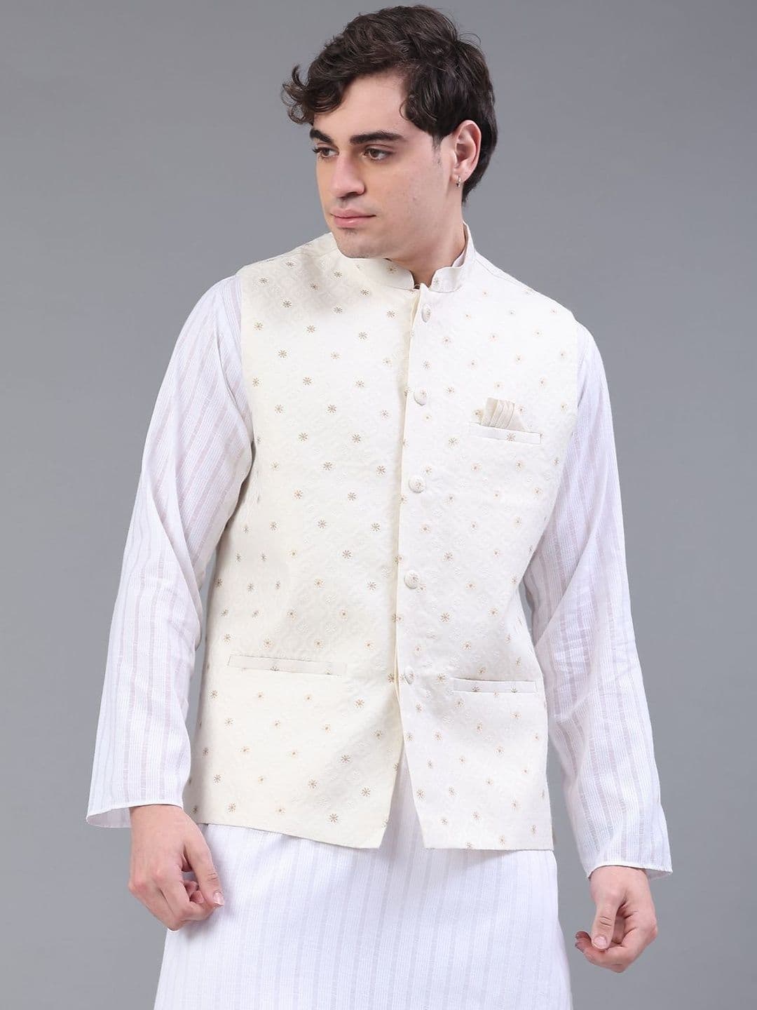 V-Mart Embroidered Mandarin Collared Nehru Jackets - view 1