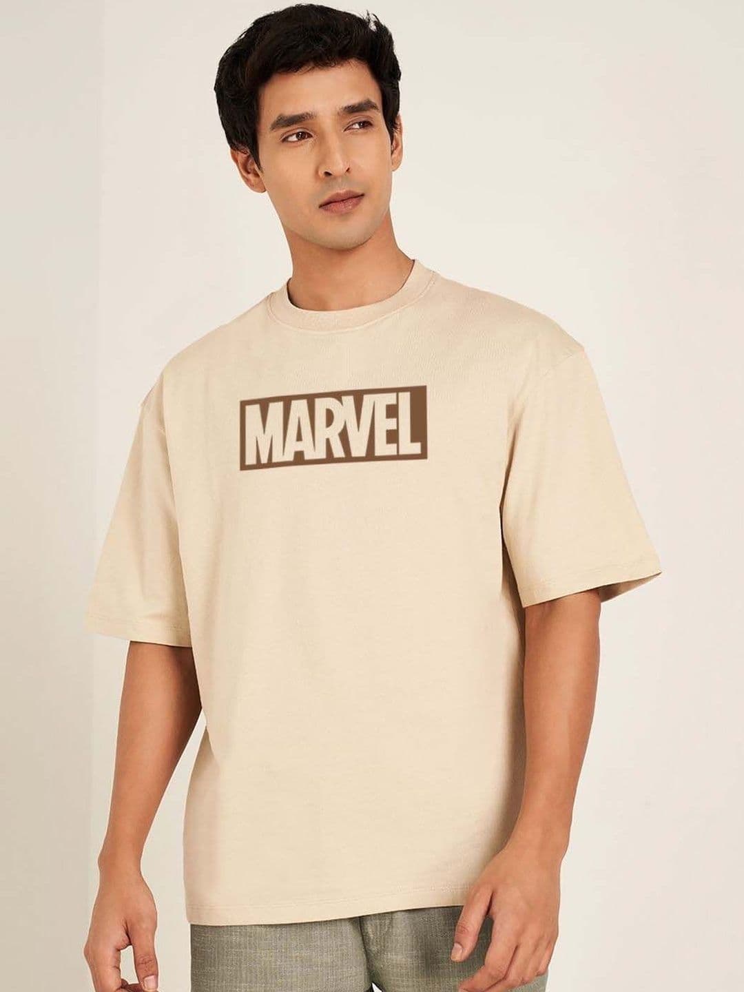 Organic Chics Marvel Men Brand Logo Printed Relaxed Fit Cotton T-shirt - view 1