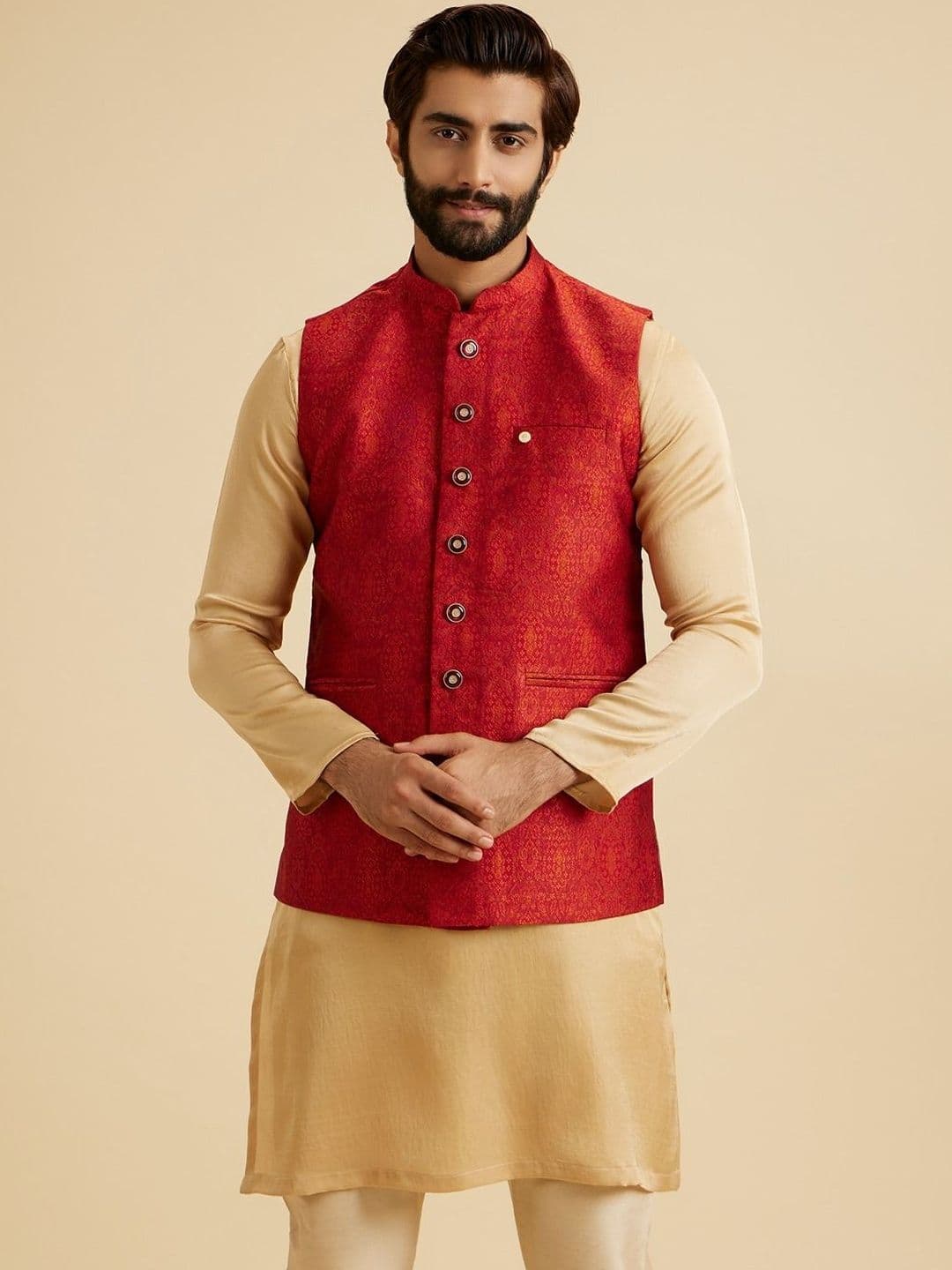 Manyavar Mandarin Collar Neck Nehru Jackets - view 1