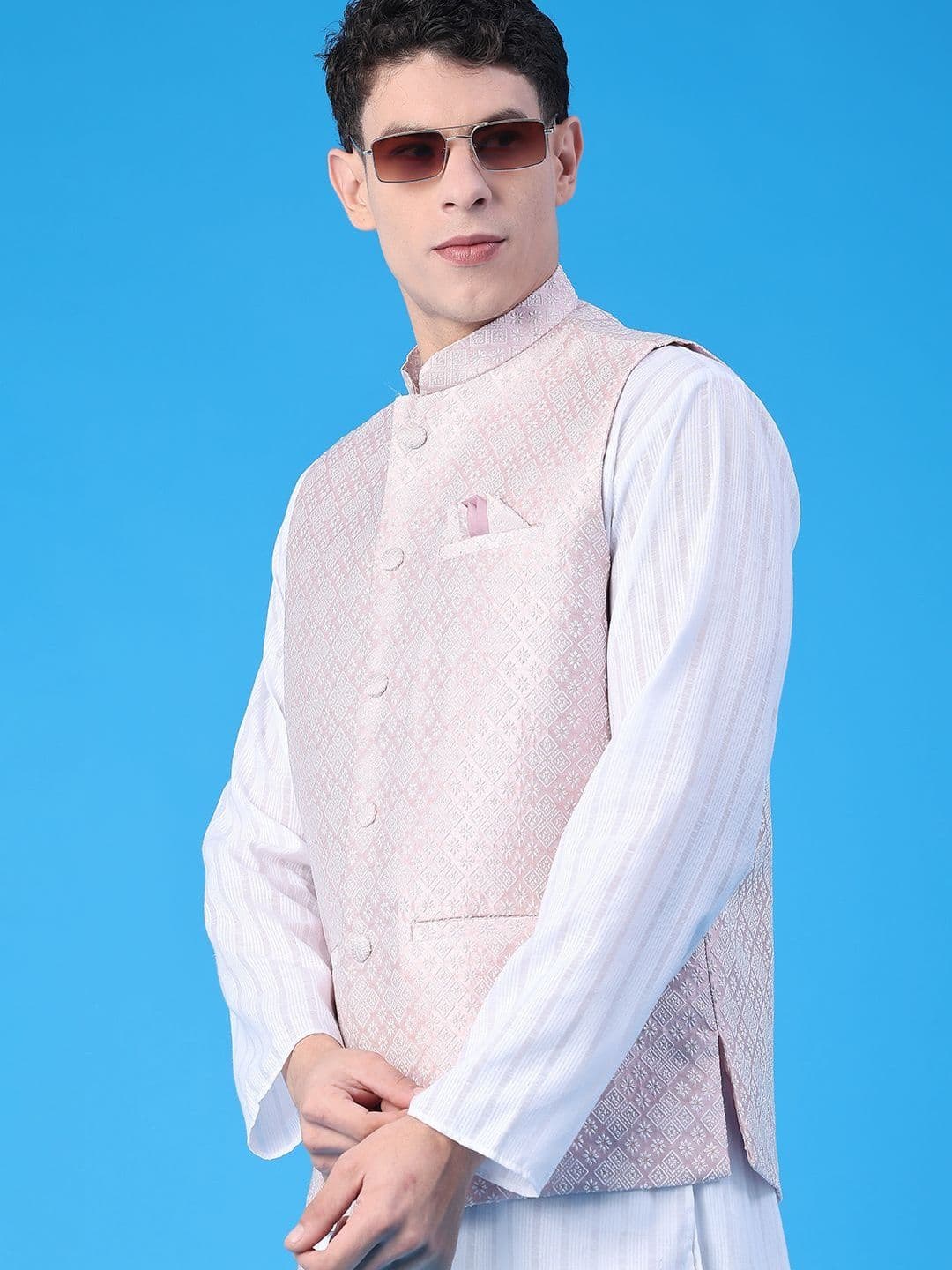 V-Mart Embroidered Mandarin Collared Nehru Jackets - view 1