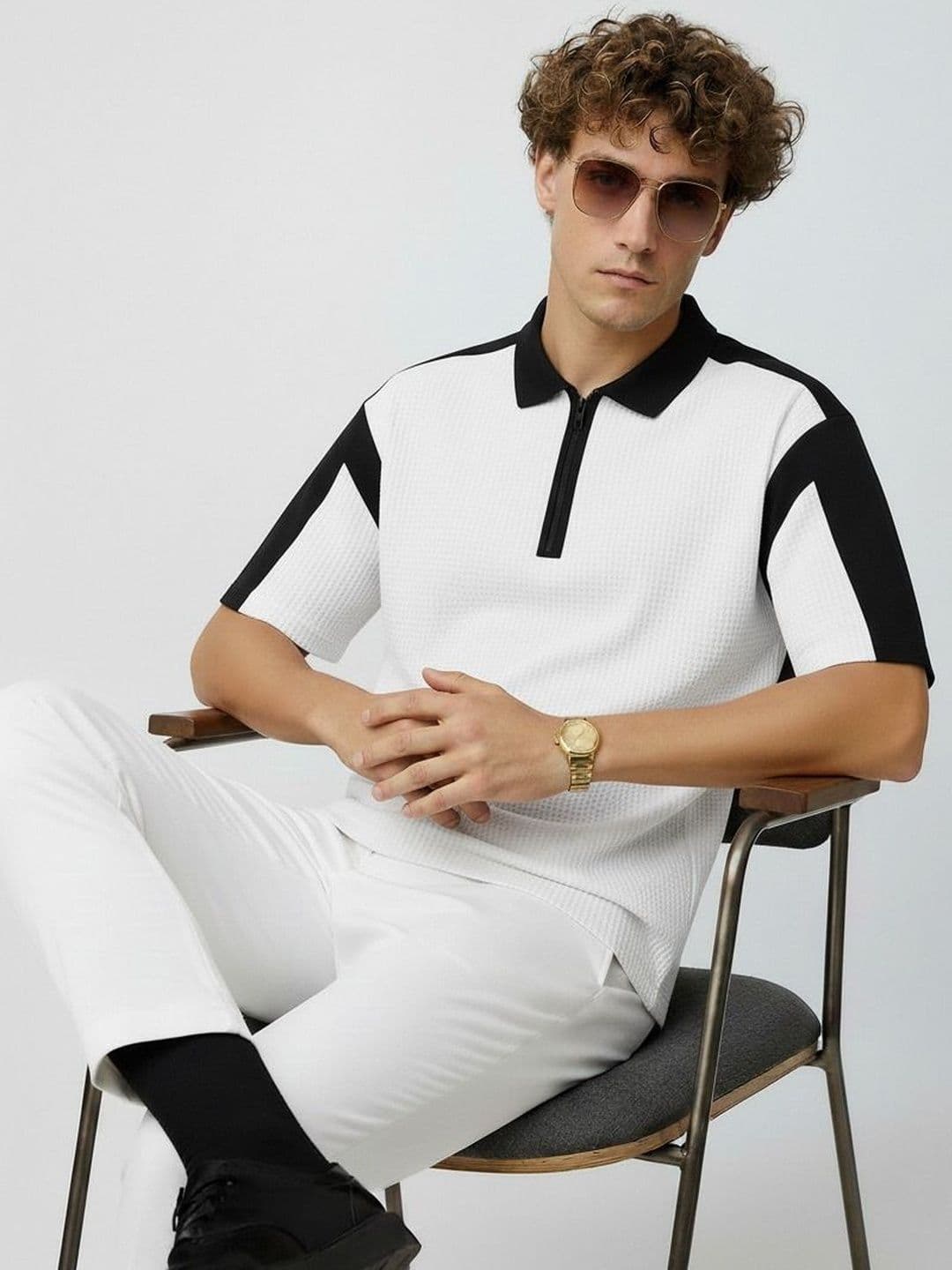 Mobox Men Colourblocked Polo Collar T-shirt - view 1