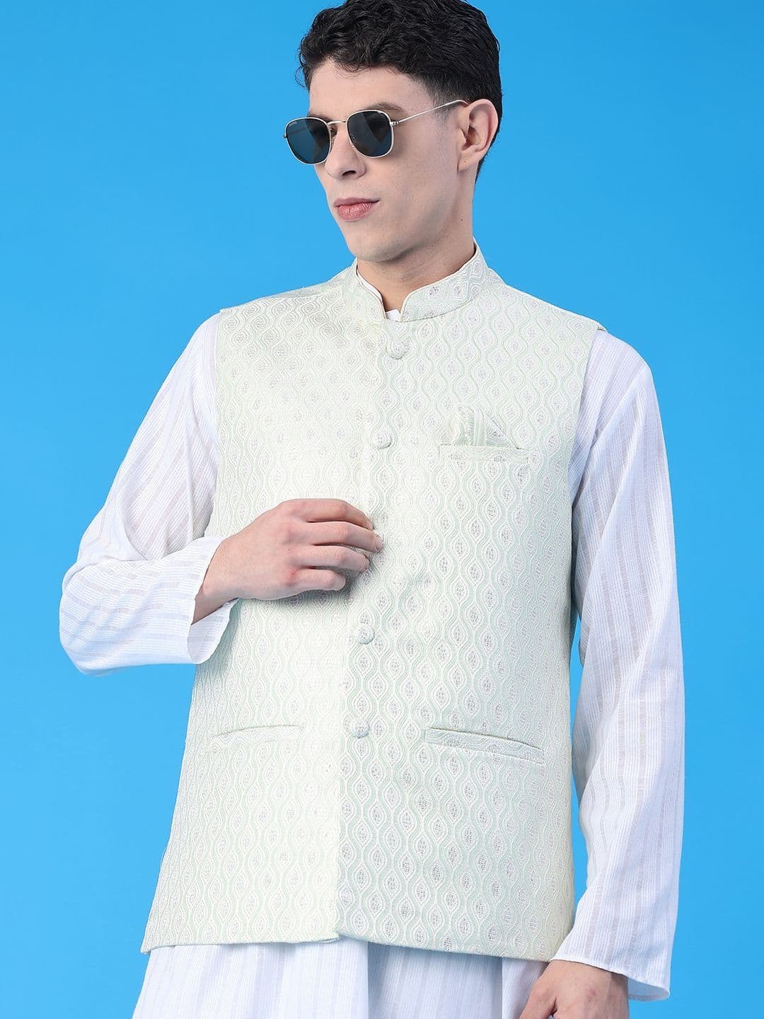 V-Mart Embroidered Mandarin Collared Nehru Jackets - view 1