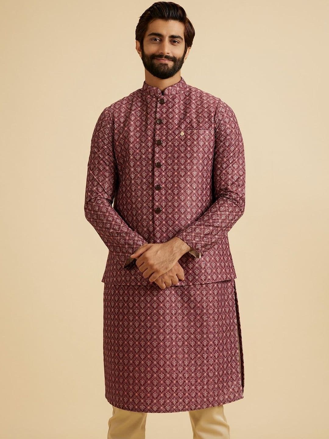 Manyavar Printed Nehru Jackets - view 1