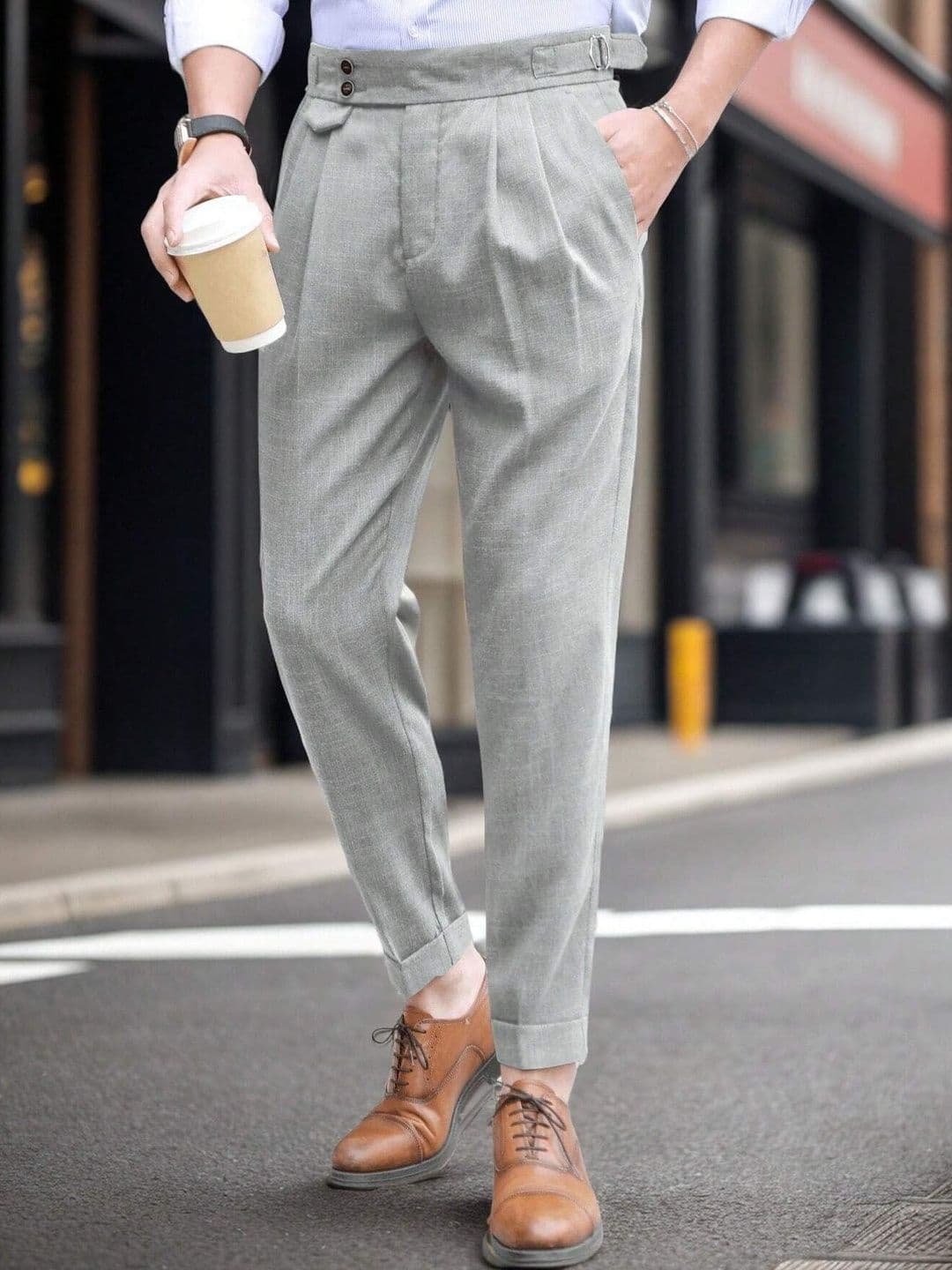 R.Code by The Roadster Life Co. Men High-Rise Pleated Trousers - view 1