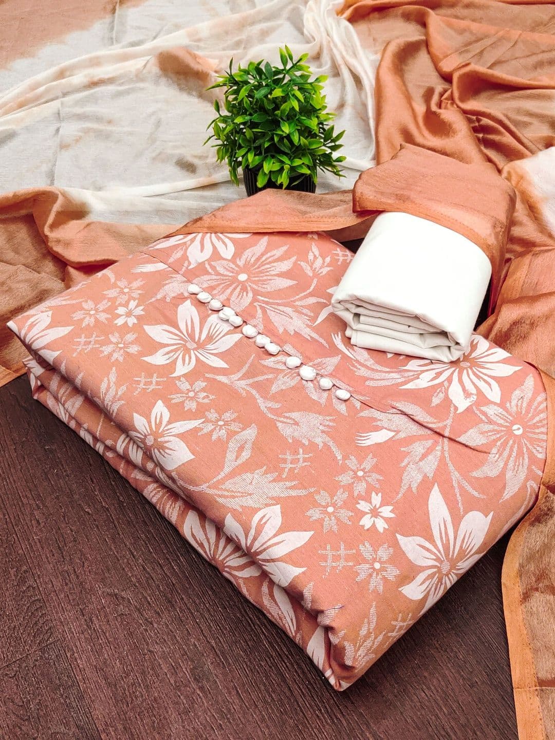 HERE&NOW Printed Pure Cotton Unstitched Dress Material - view 1
