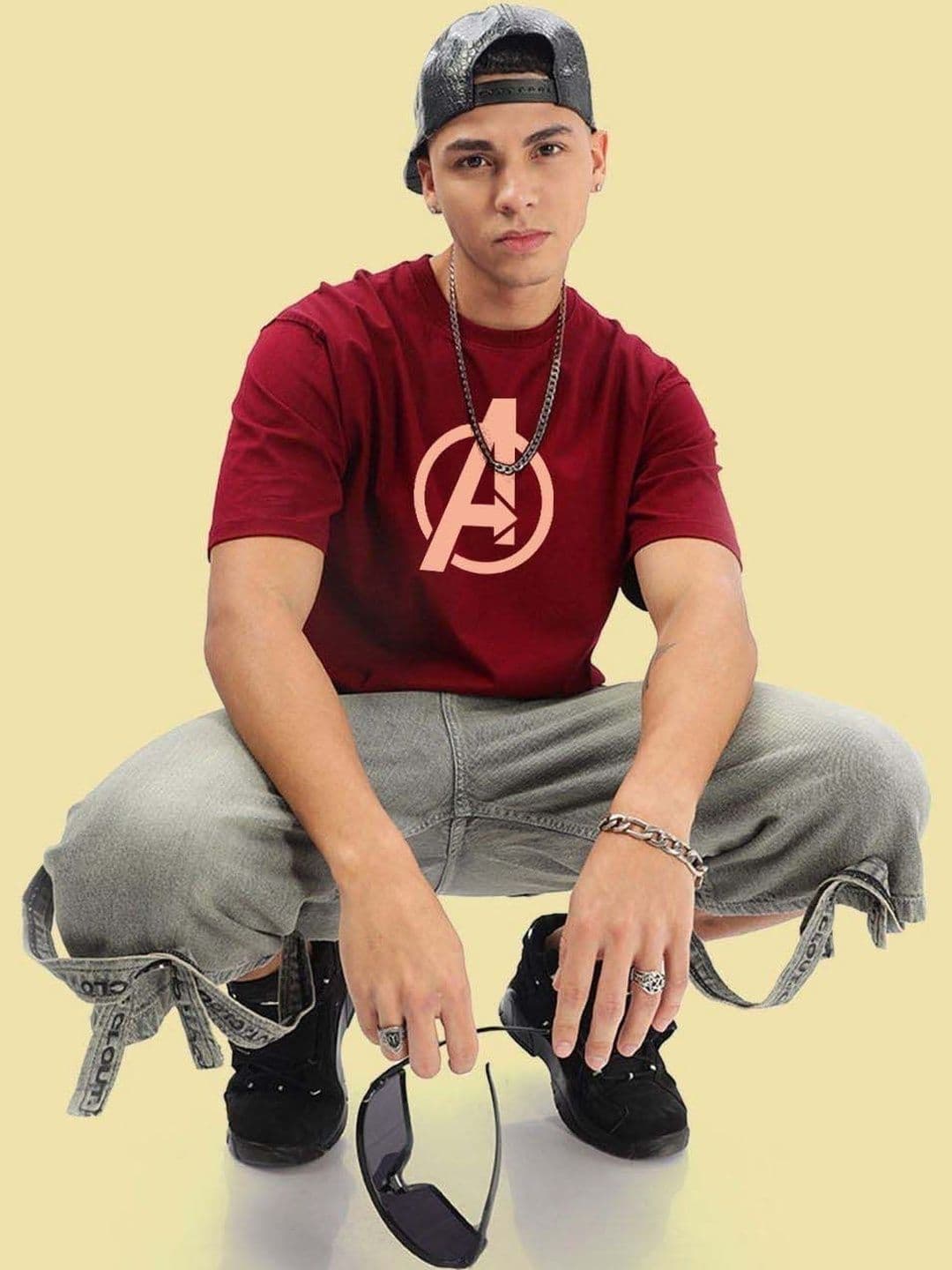Organic Chics Men Avengers Printed Pure Cotton Blend Anti Odour T-shirt - view 1