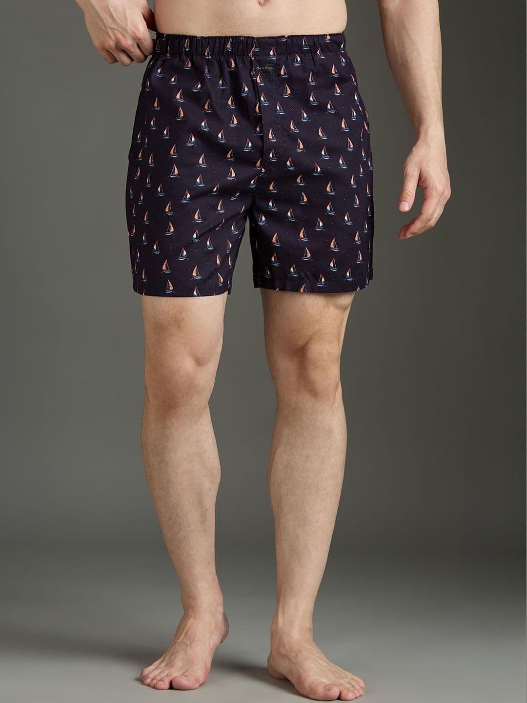 Mast & Harbour Pack Of 2 Men Printed Pure Cotton Mid-Rise Boxer - view 1