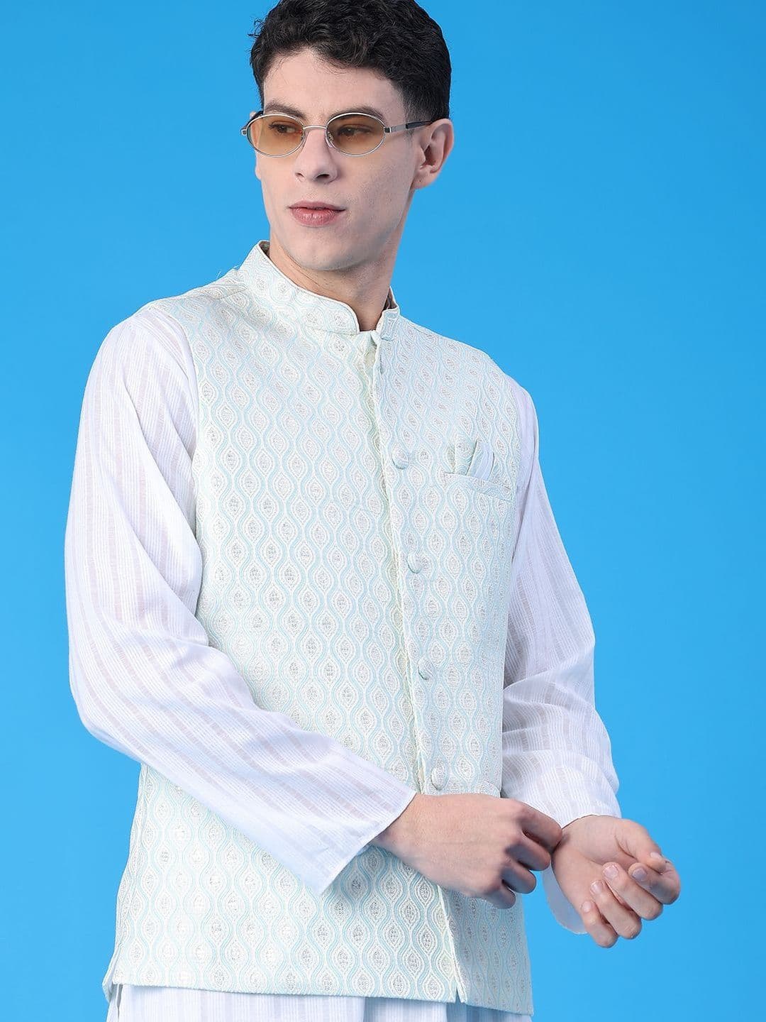 V-Mart Embroidered Mandarin Collared Nehru Jackets - view 1