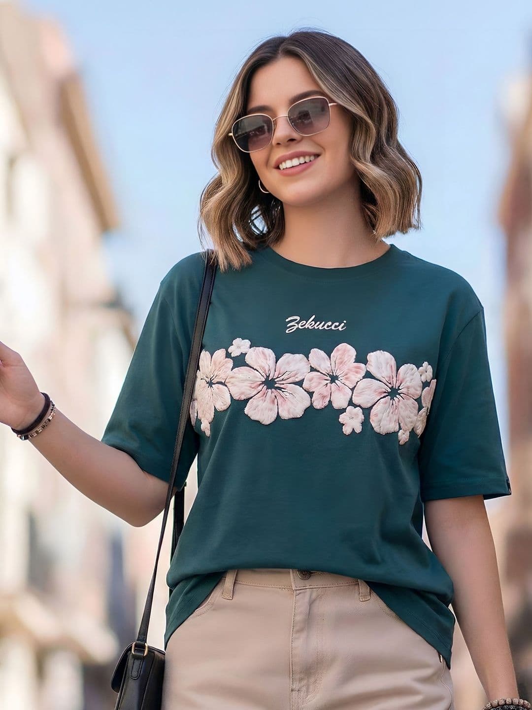 PTVIZE Women Floral Printed T-shirt - view 1
