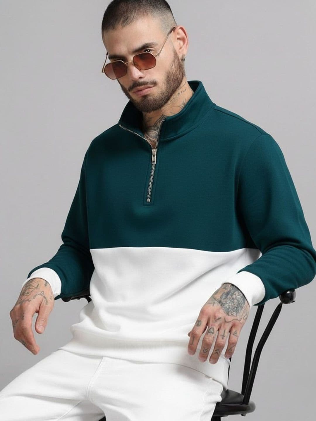 Mobox Men Colourblocked High Neck T-shirt - view 1