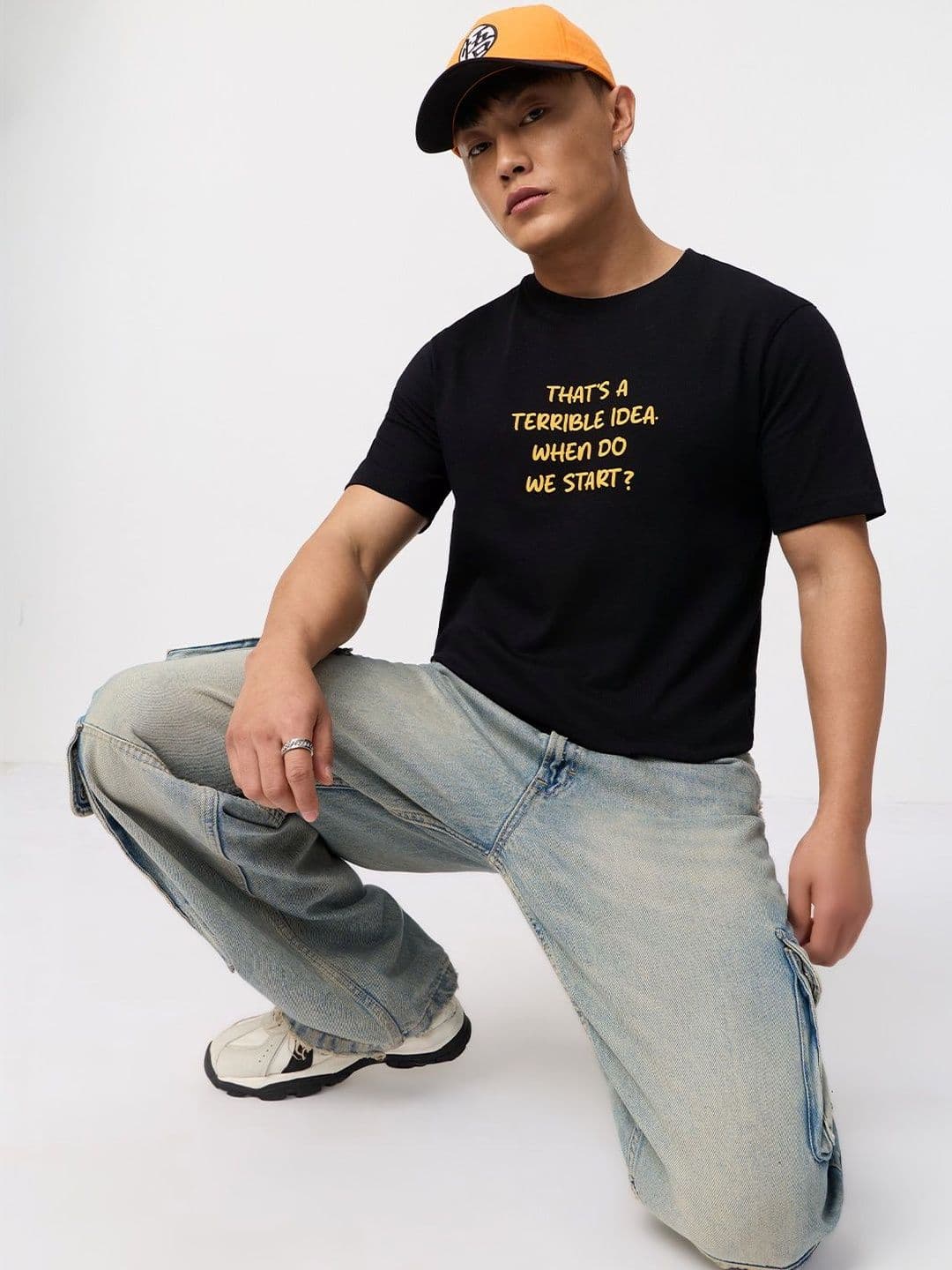The Souled Store Men Relaxed Fit Printed Black T-Shirts - view 1
