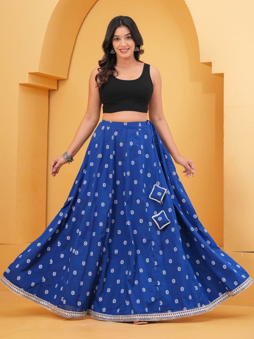 KALINI Printed Maxi-Length Flared Skirts - view 1