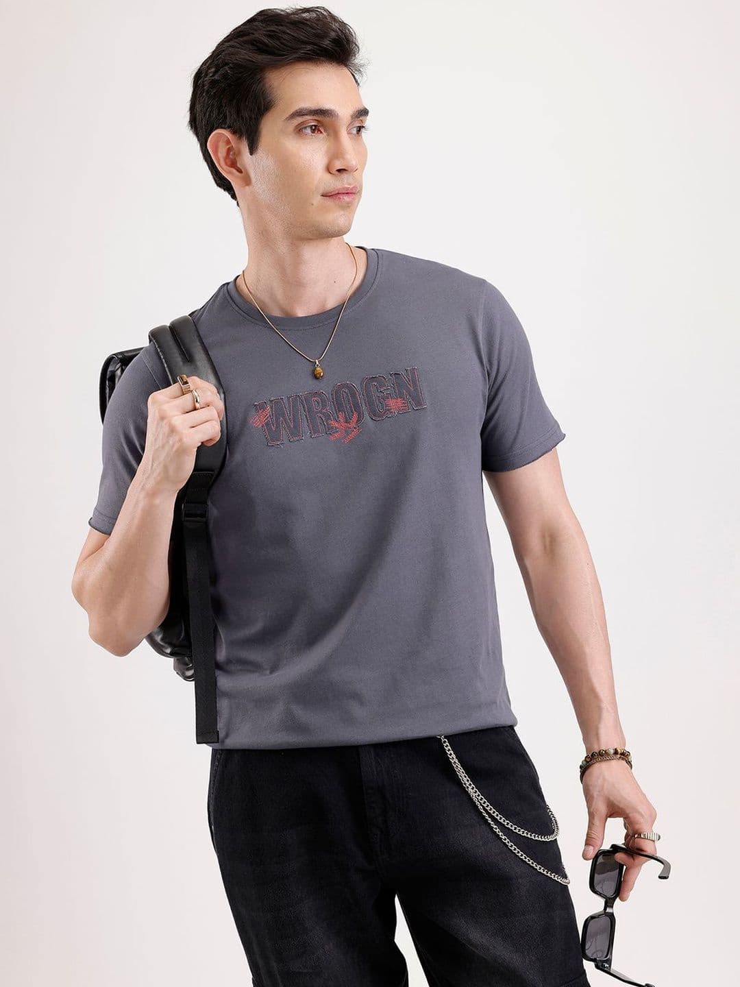 WROGN Men Typography Printed Slim Fit T-shirt - view 1