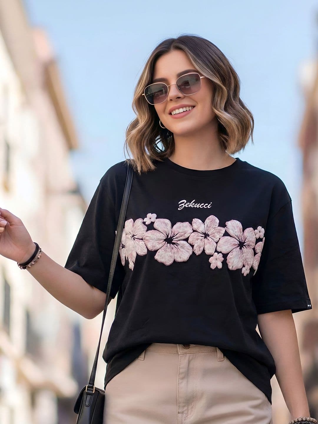 PTVIZE Women Floral Printed T-shirt - view 1
