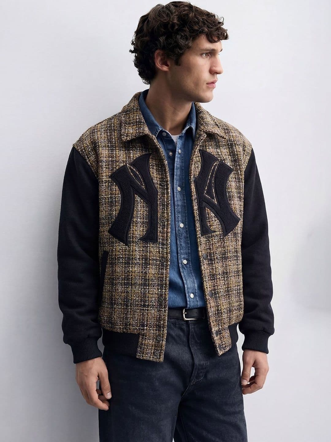 FUGAZEE Men Checked Bomber with Patchwork Jacket - view 1