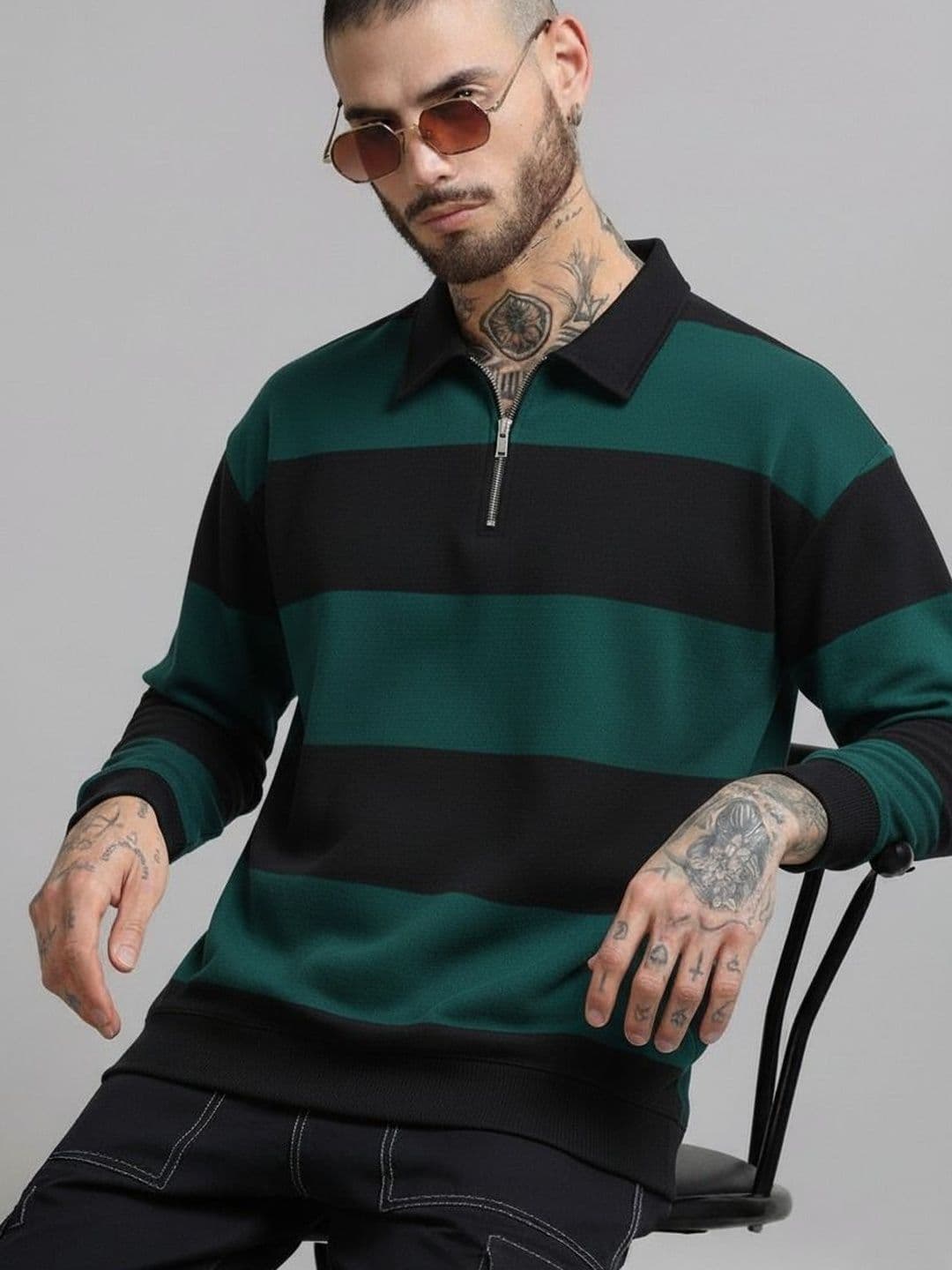 Mobox Men Striped Polo Collar T-shirt - view 1