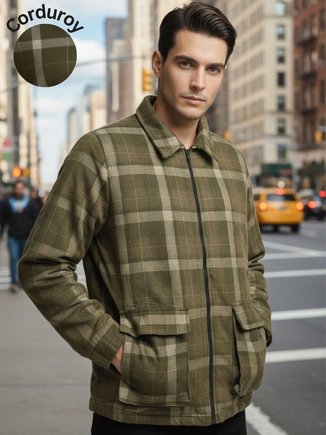 Rigo Men Checked Corduroy Bomber Jacket - view 1