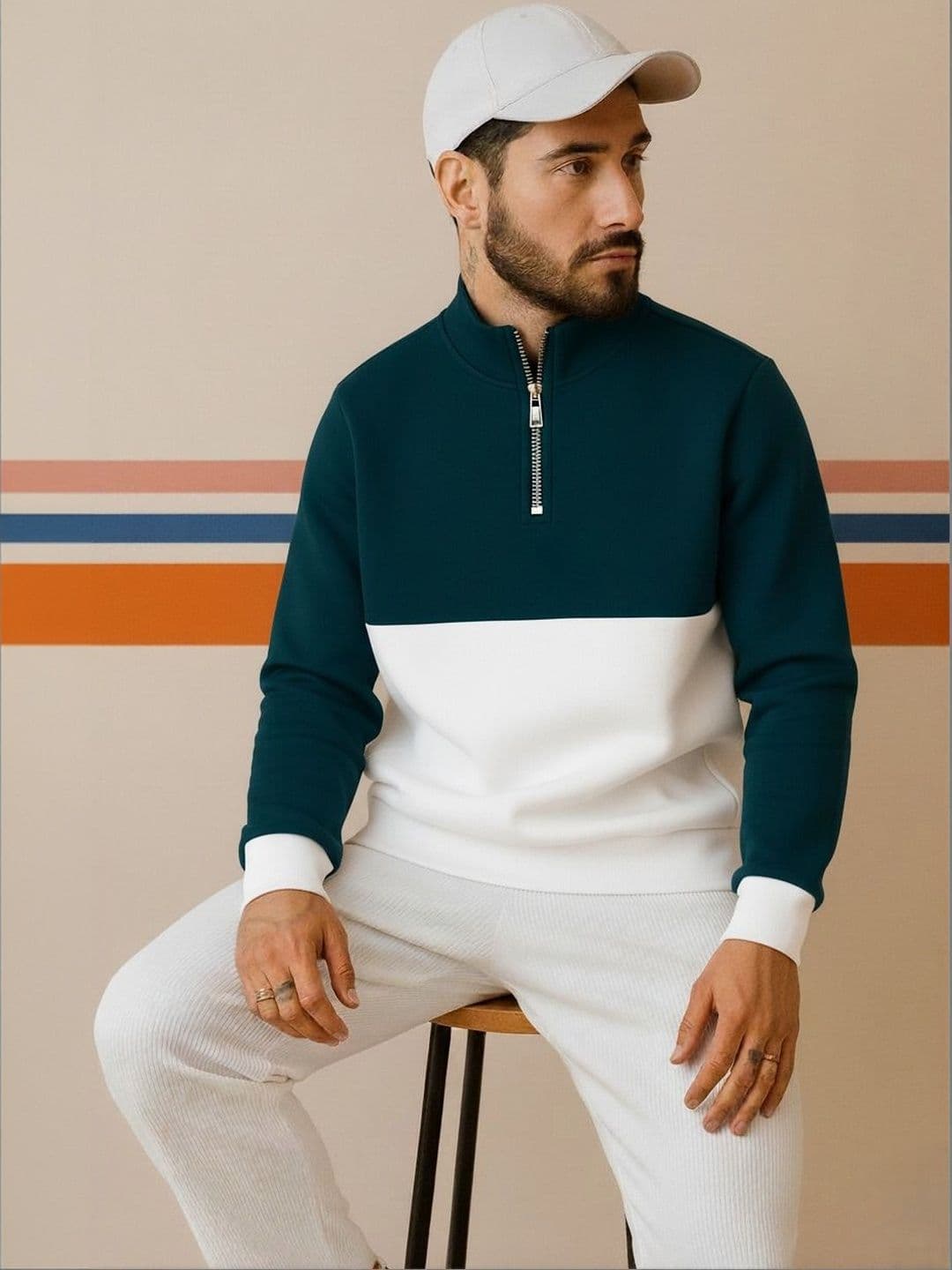 Mobox Men Colourblocked High Neck T-shirt - view 1