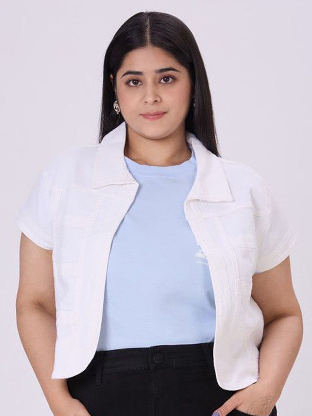 Style Quotient Plus Crop Denim Jacket - view 1
