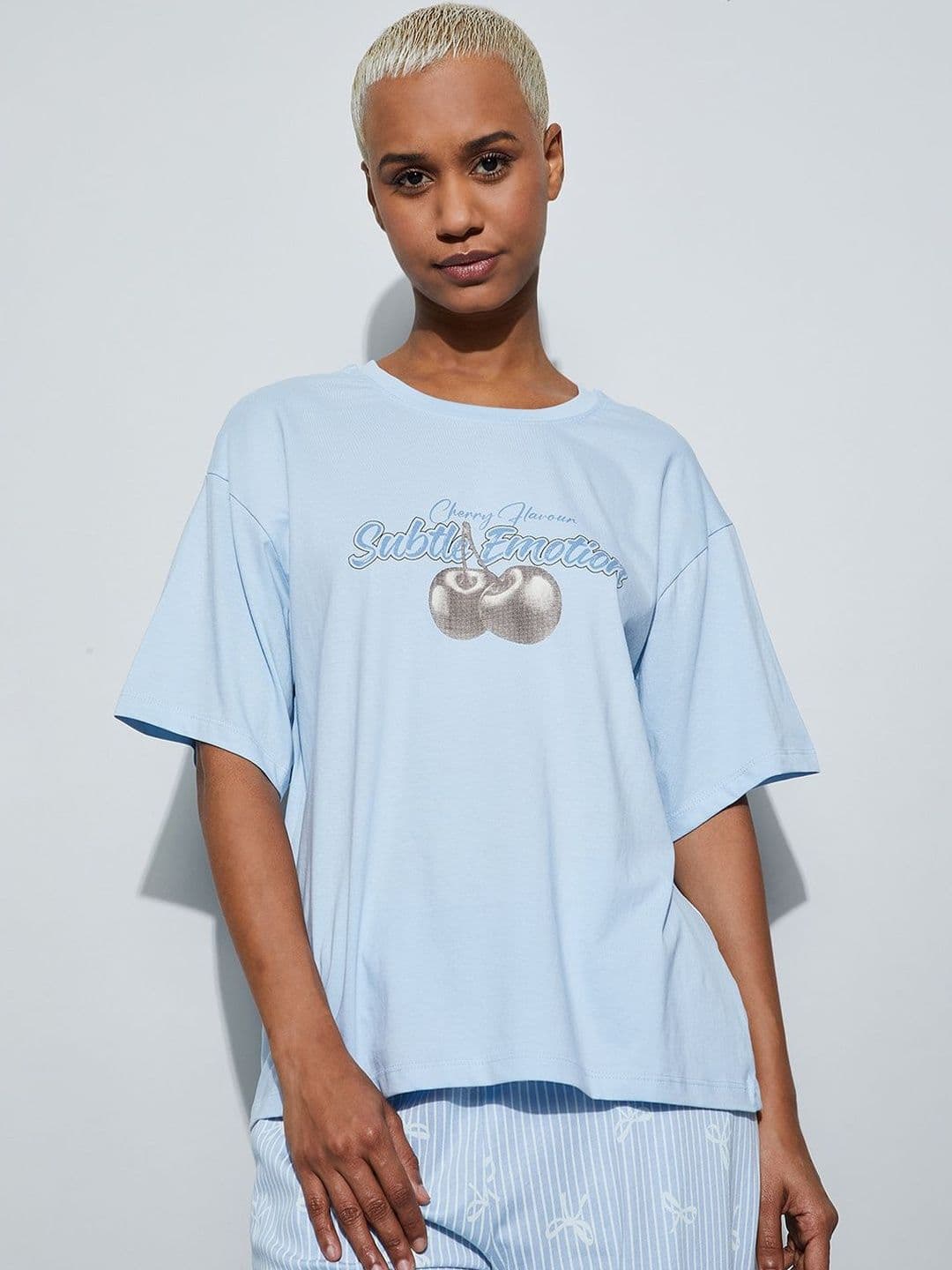 Ginger by Lifestyle Printed Cotton Round Neck Lounge Tshirts - view 1