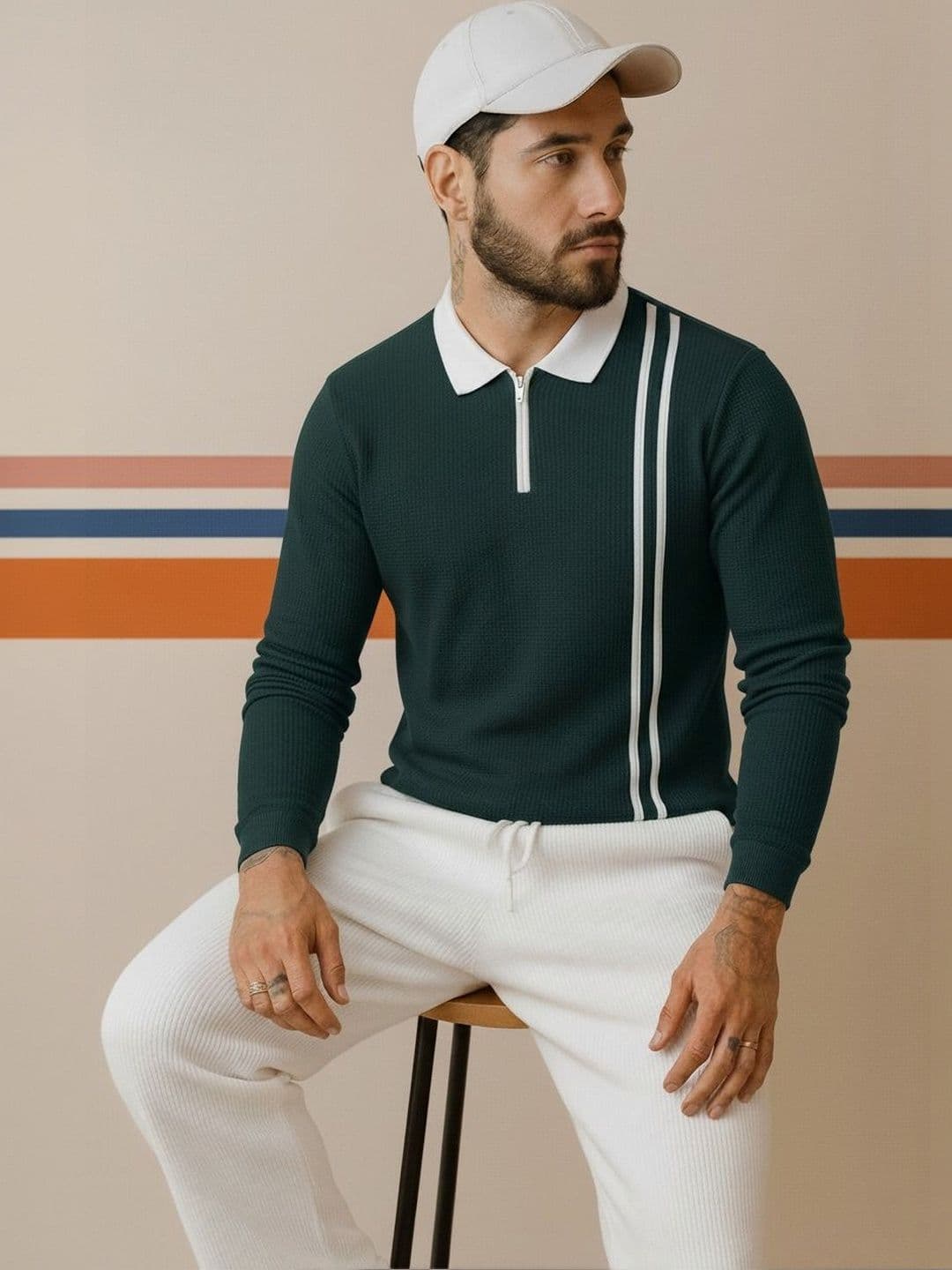 Mobox Men Striped Polo Collar T-shirt - view 1