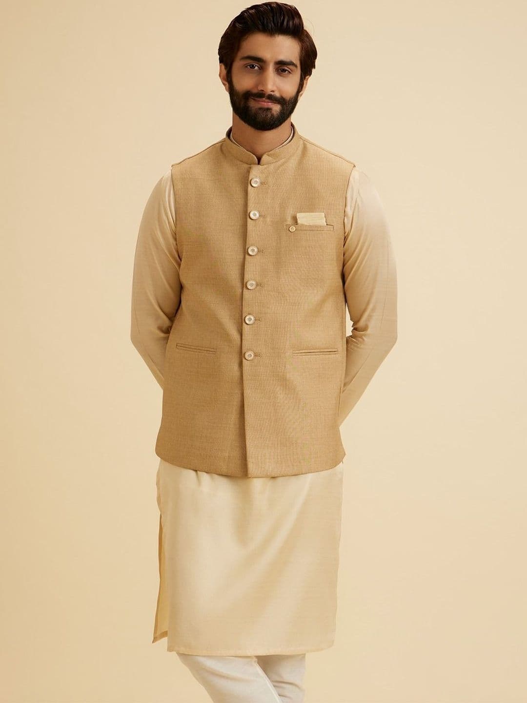 Manyavar Mandarin Collar Nehru Jackets - view 1
