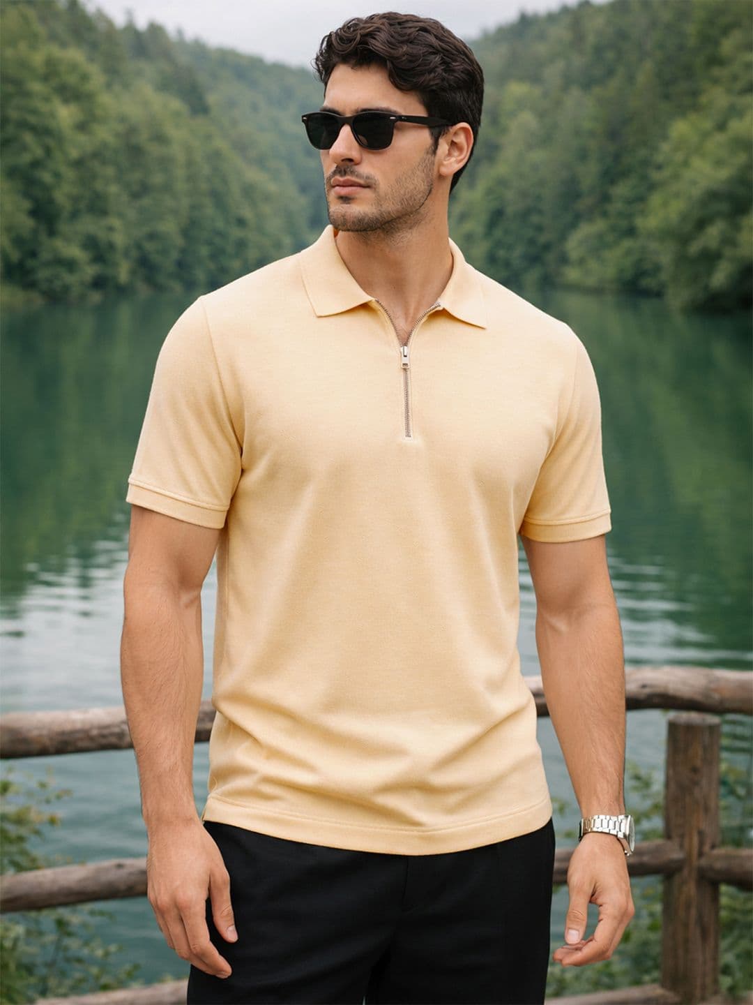 VEIRDO Men Polo Collar Pure Cotton T-shirt - view 1