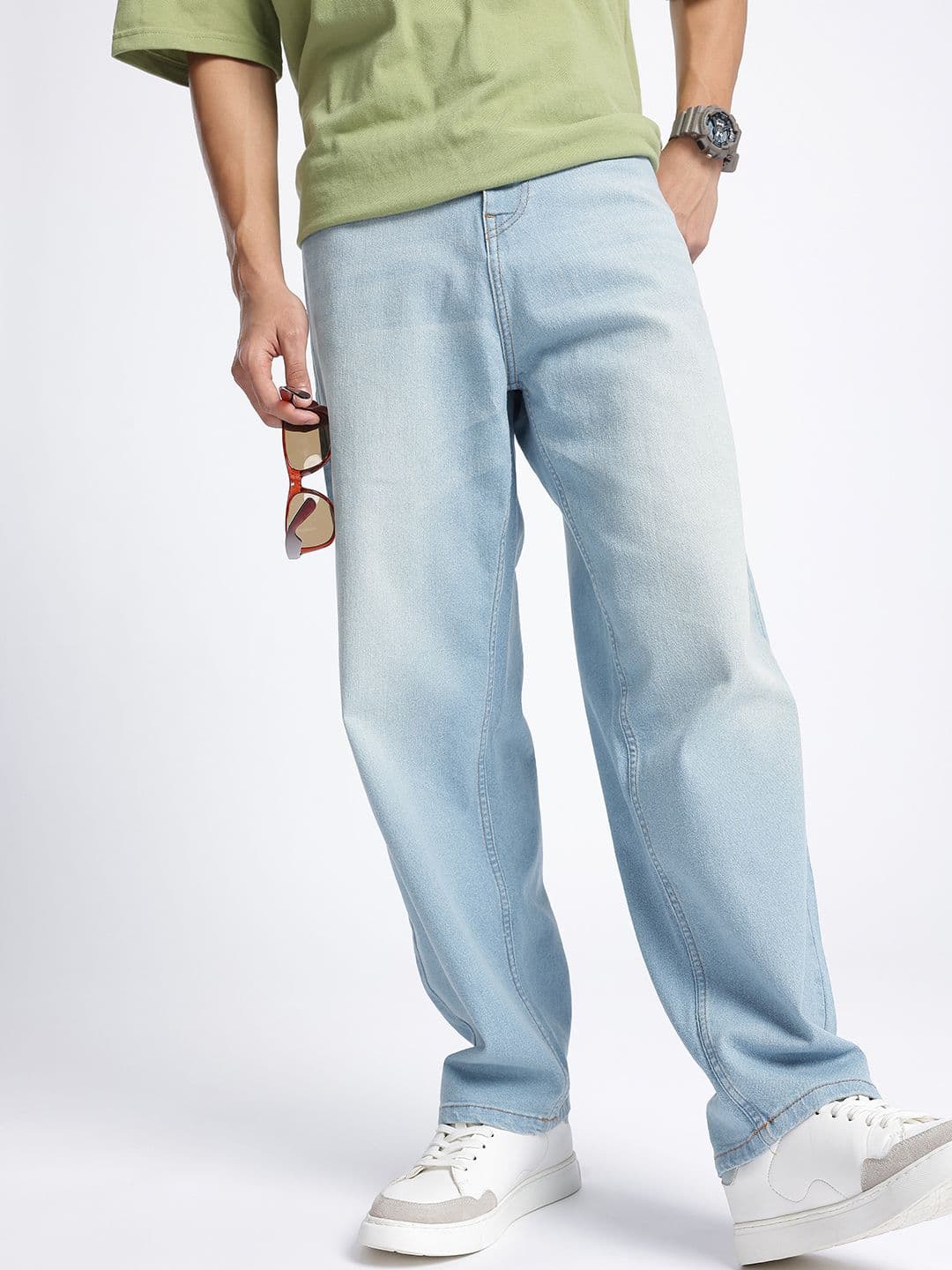 glitchez Men Loose Fit Heavy Fade Stretchable Jeans - view 1