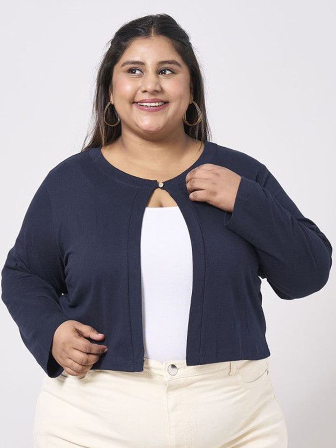 Style Quotient Plus Women Button Shrug - view 1