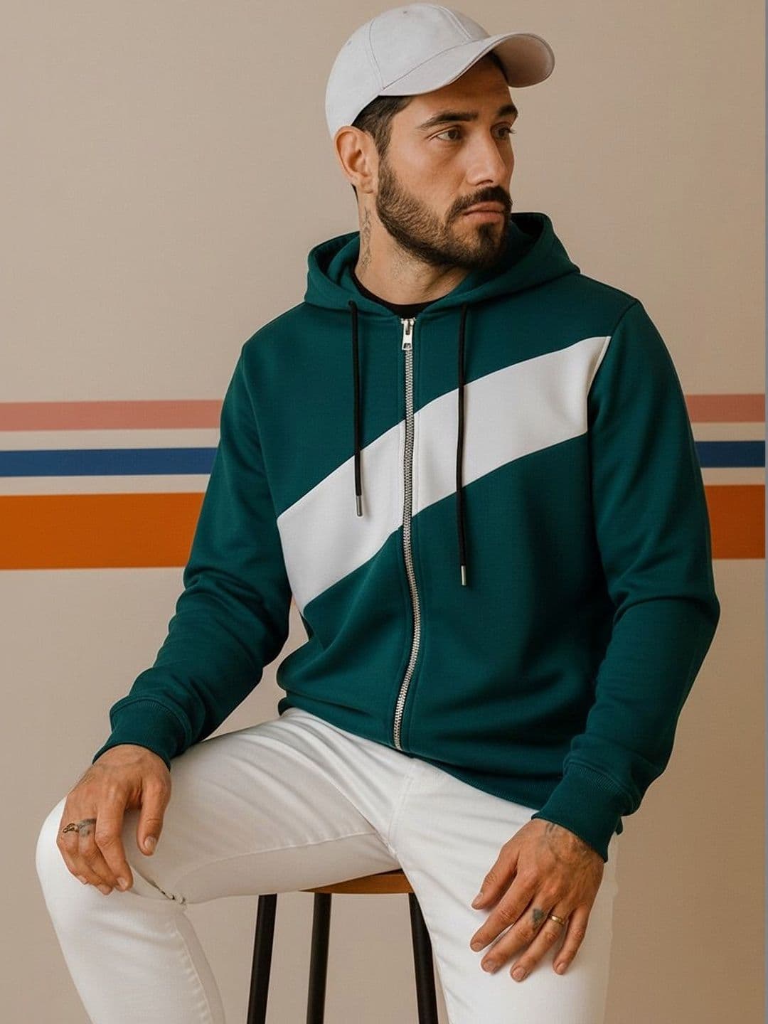 Mobox Men Colourblocked Hooded T-shirt - view 1
