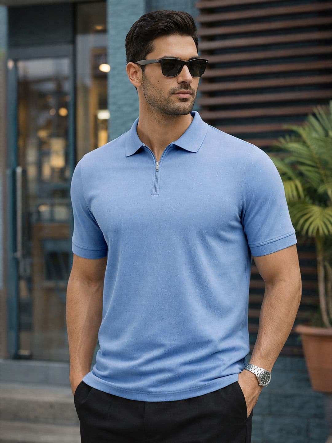 VEIRDO Men Polo Collar Pure Cotton T-shirt - view 1