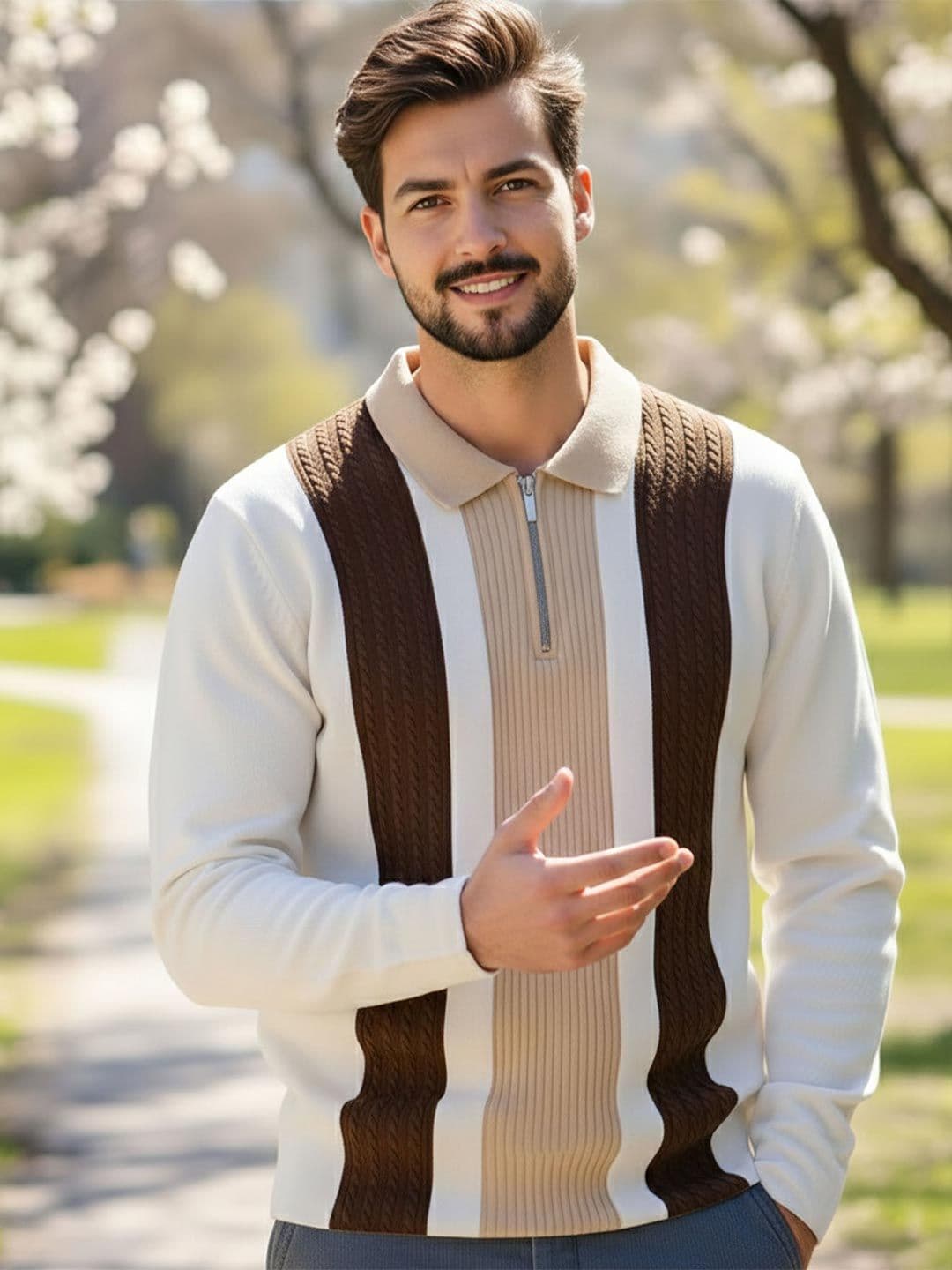 THE BEETEL HOUSE Men Colourblocked Polo Collar T-shirt - view 1