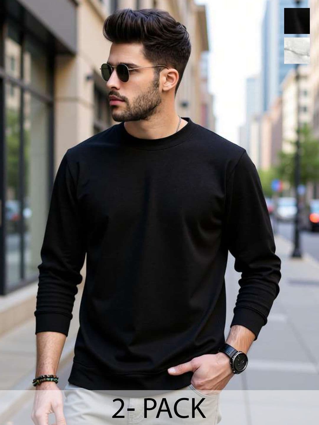 BLIVE Pack of 2 Men Solid Round Neck T-shirt combo - view 1