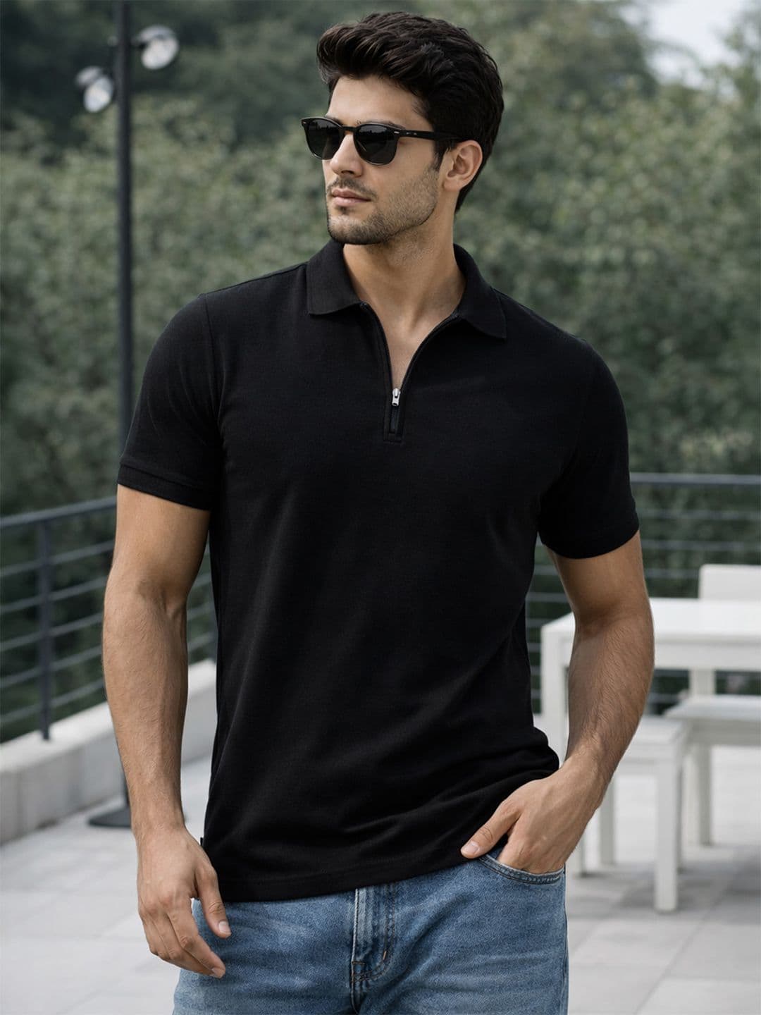 VEIRDO Men Polo Collar Pure Cotton T-shirt - view 1
