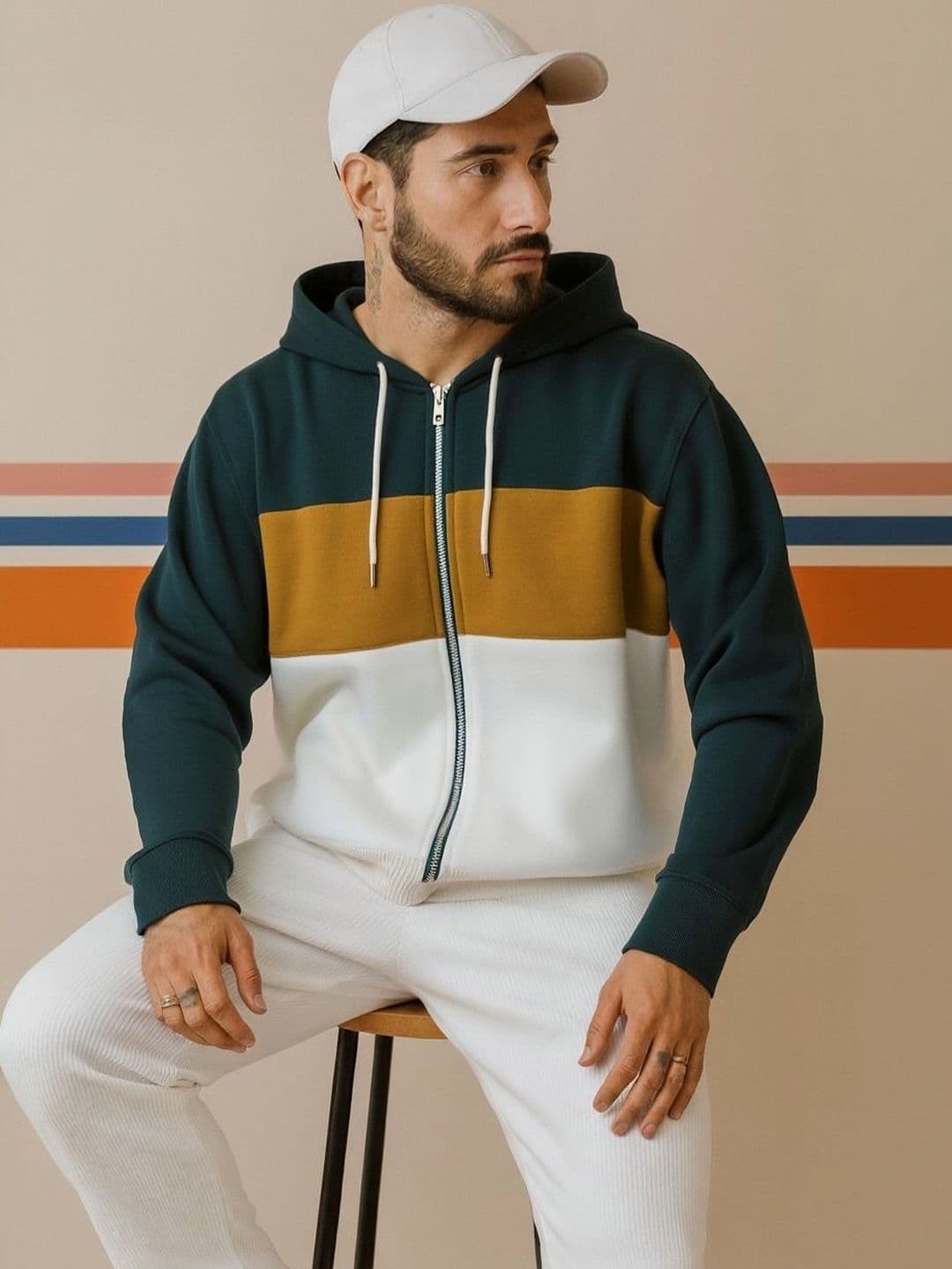 Mobox Men Colourblocked Hooded Pockets T-shirt - view 1