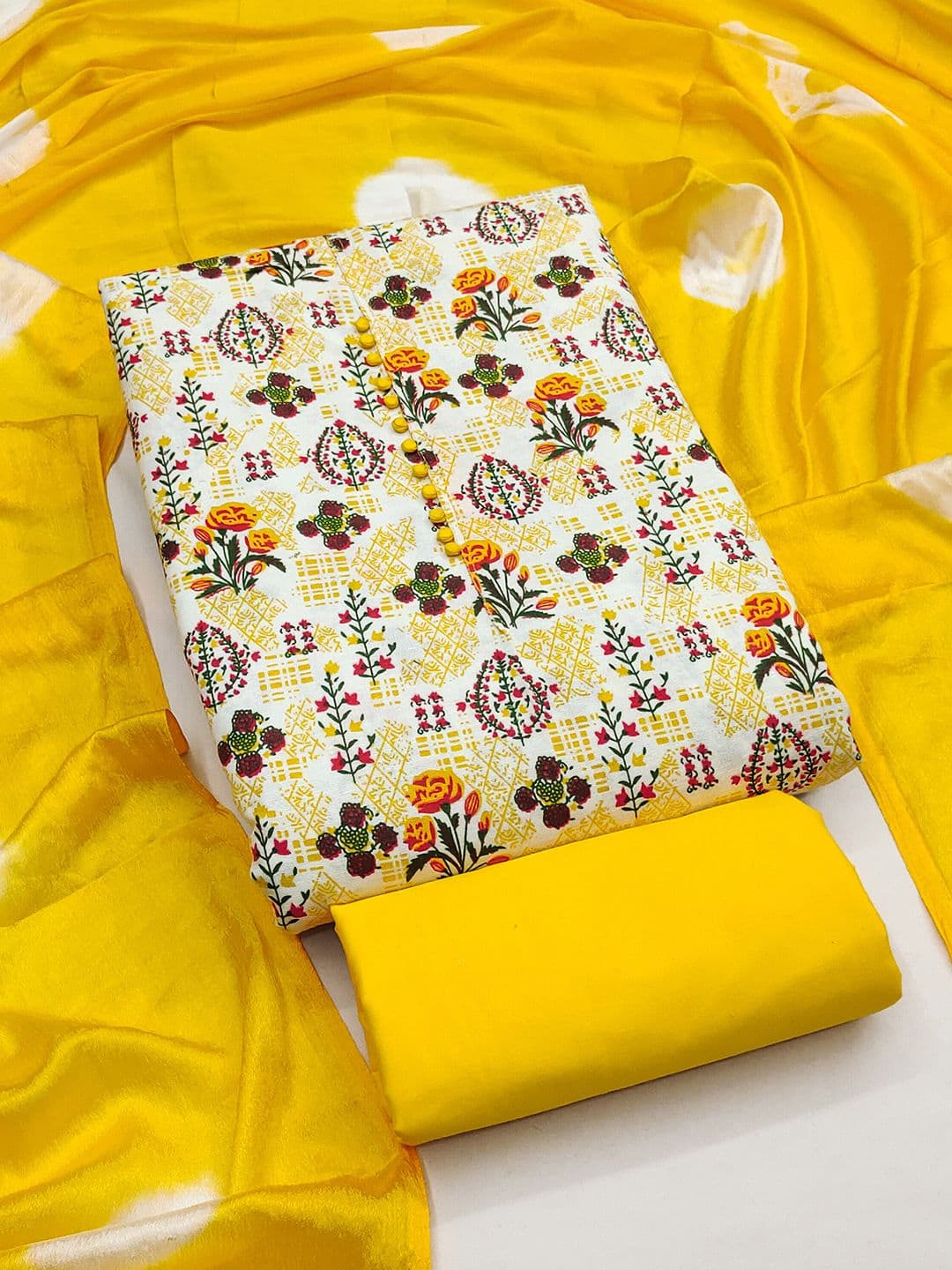 HERE&NOW Printed Pure Cotton Unstitched Dress Material - view 1